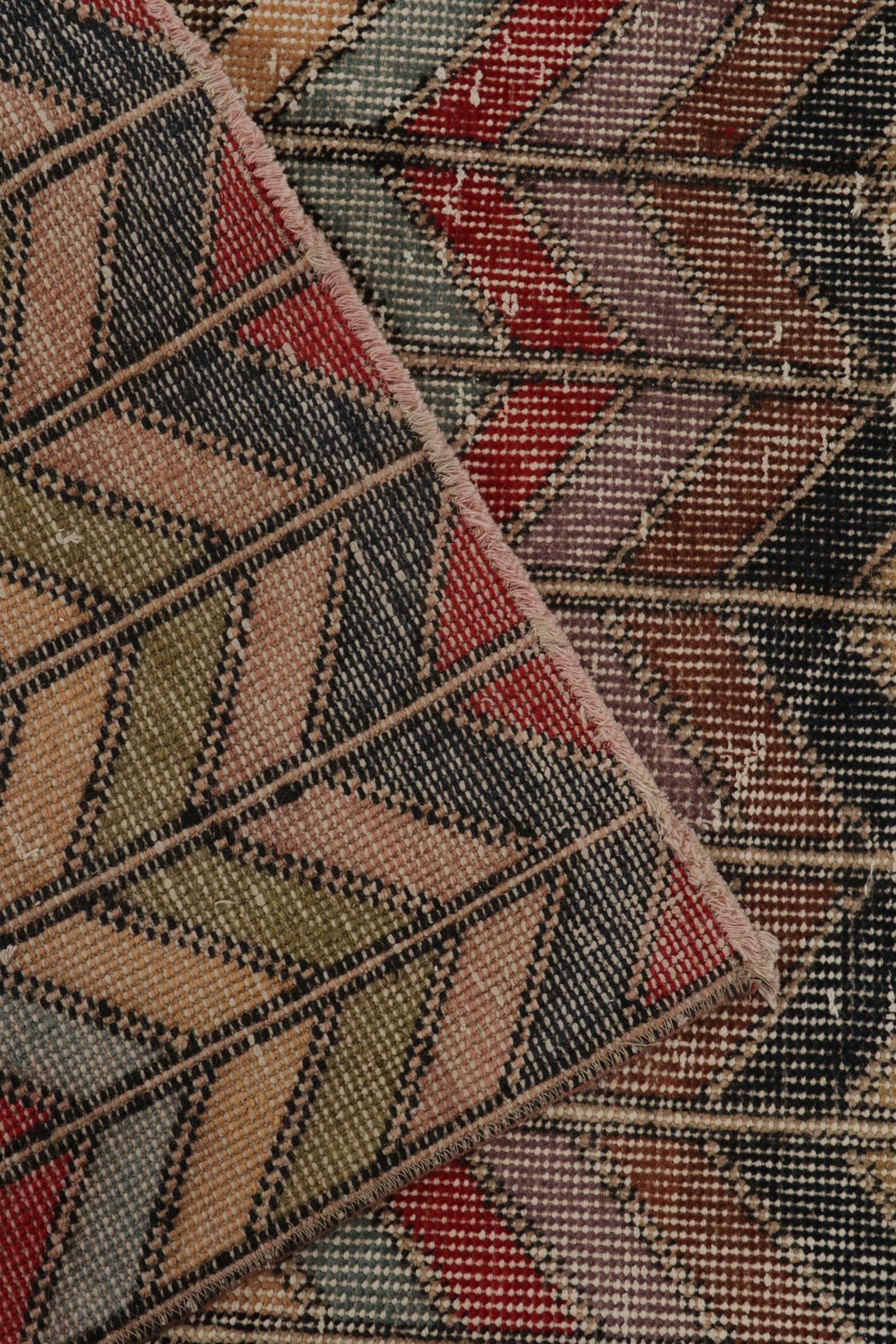 Wool Vintage Zeki Muren Rug in Polychromatic Chevron Patterns, by Rug & Kilim For Sale