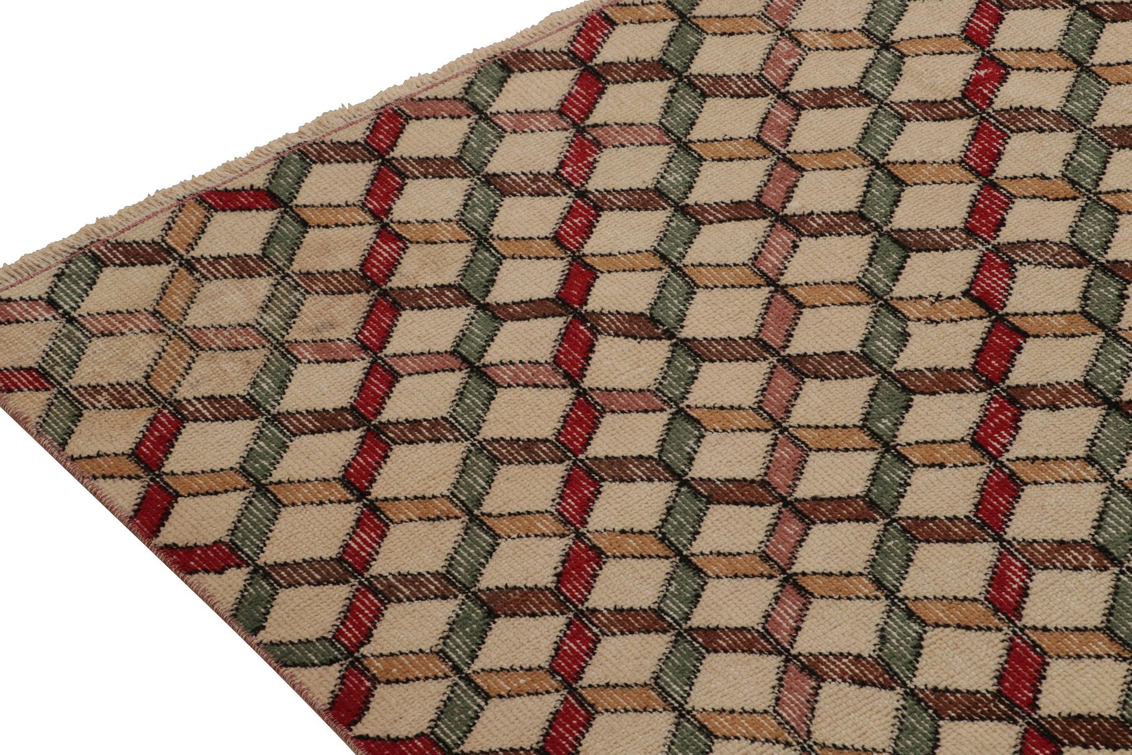 Vintage Zeki Muren Rug in Polychromatic Cubist Pattern, by Rug & Kilim In Good Condition For Sale In Long Island City, NY