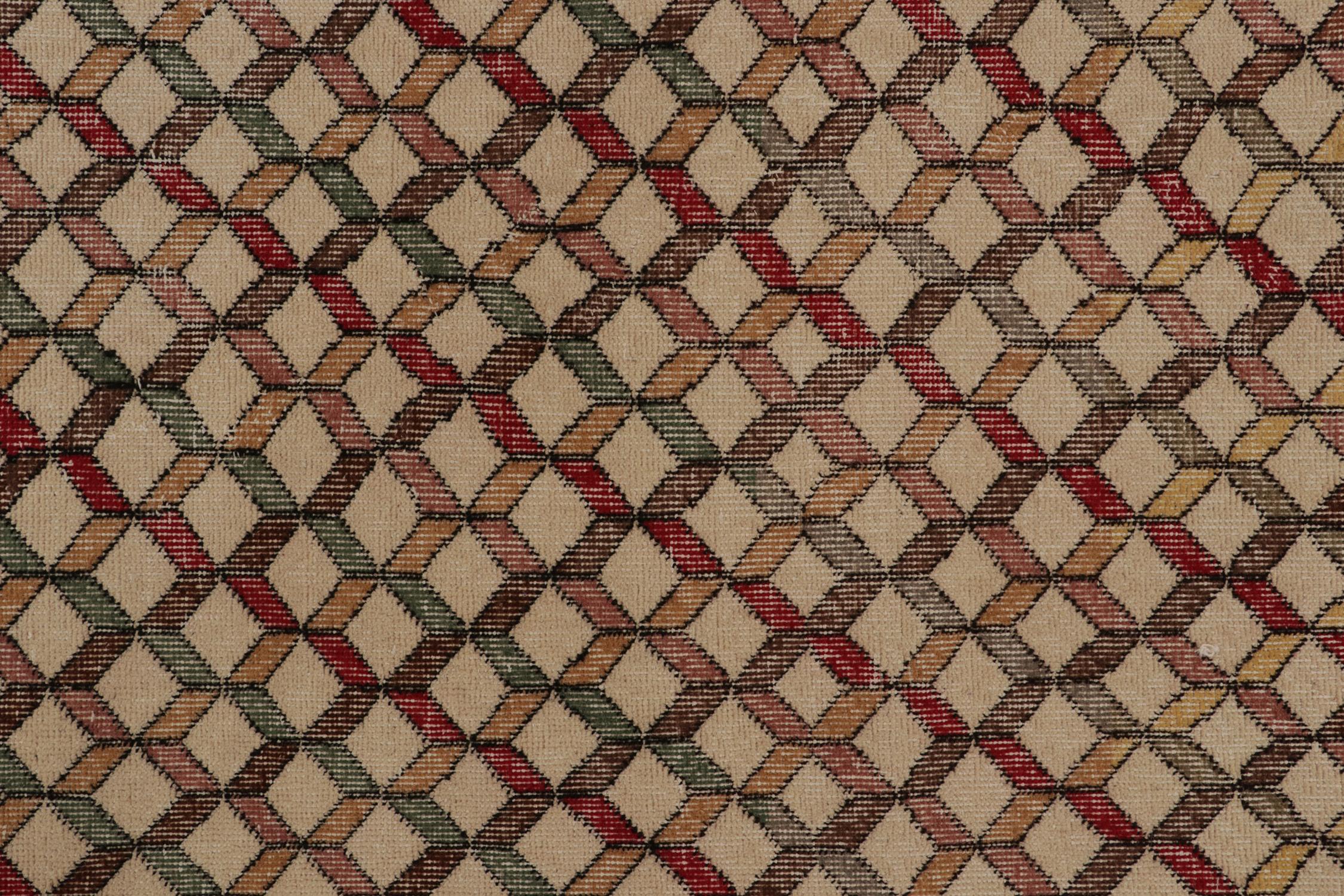 Mid-20th Century Vintage Zeki Muren Rug in Polychromatic Cubist Pattern, by Rug & Kilim For Sale