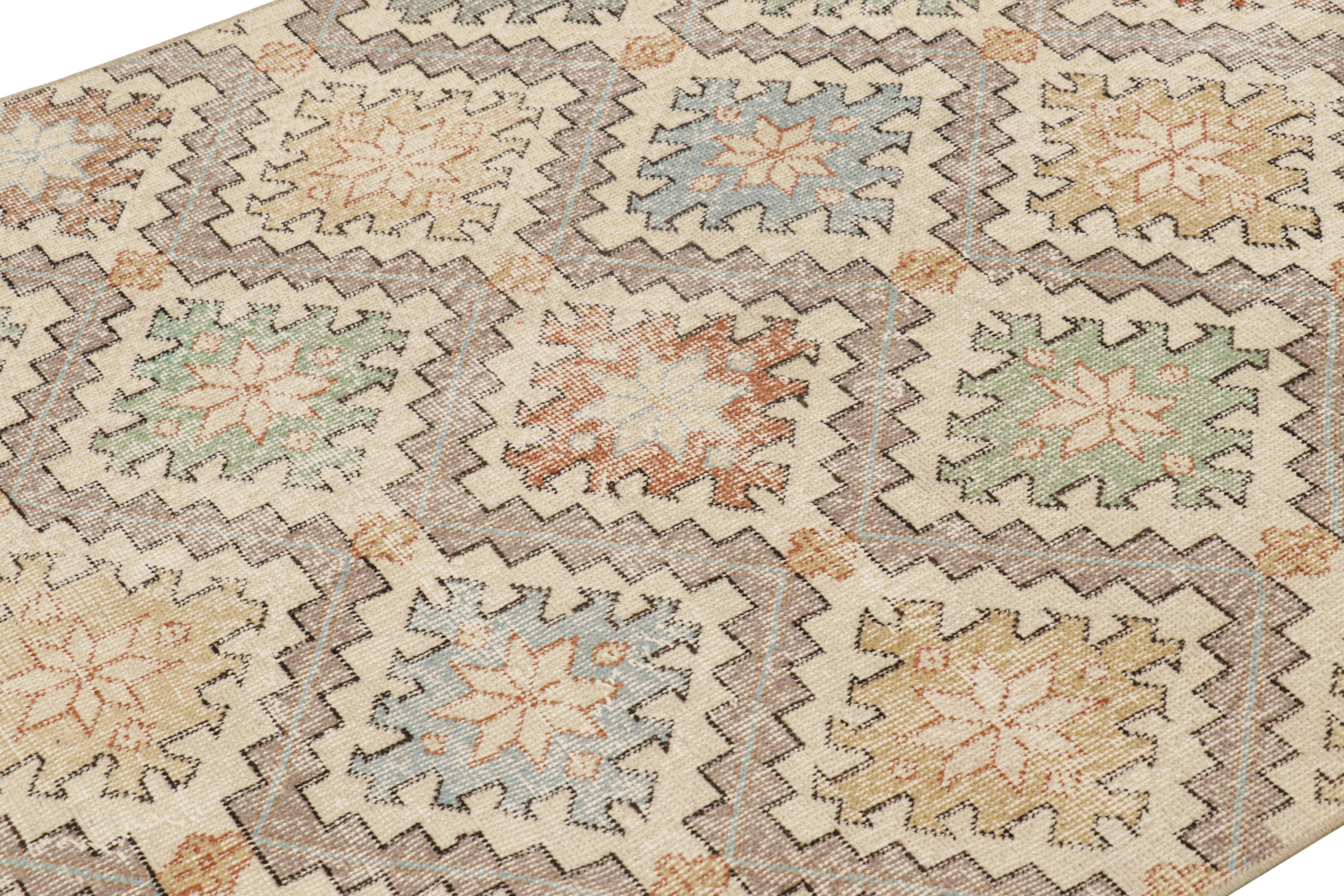 Hand-knotted in wool and originating from Turkey circa 1960 – 1970, this 4x7 vintage Zeki Müren rug is a unique addition to the Rug & Kilim Collection for its wide range of colors and geometric patterns across the field. 

On the Design: 

Admirers