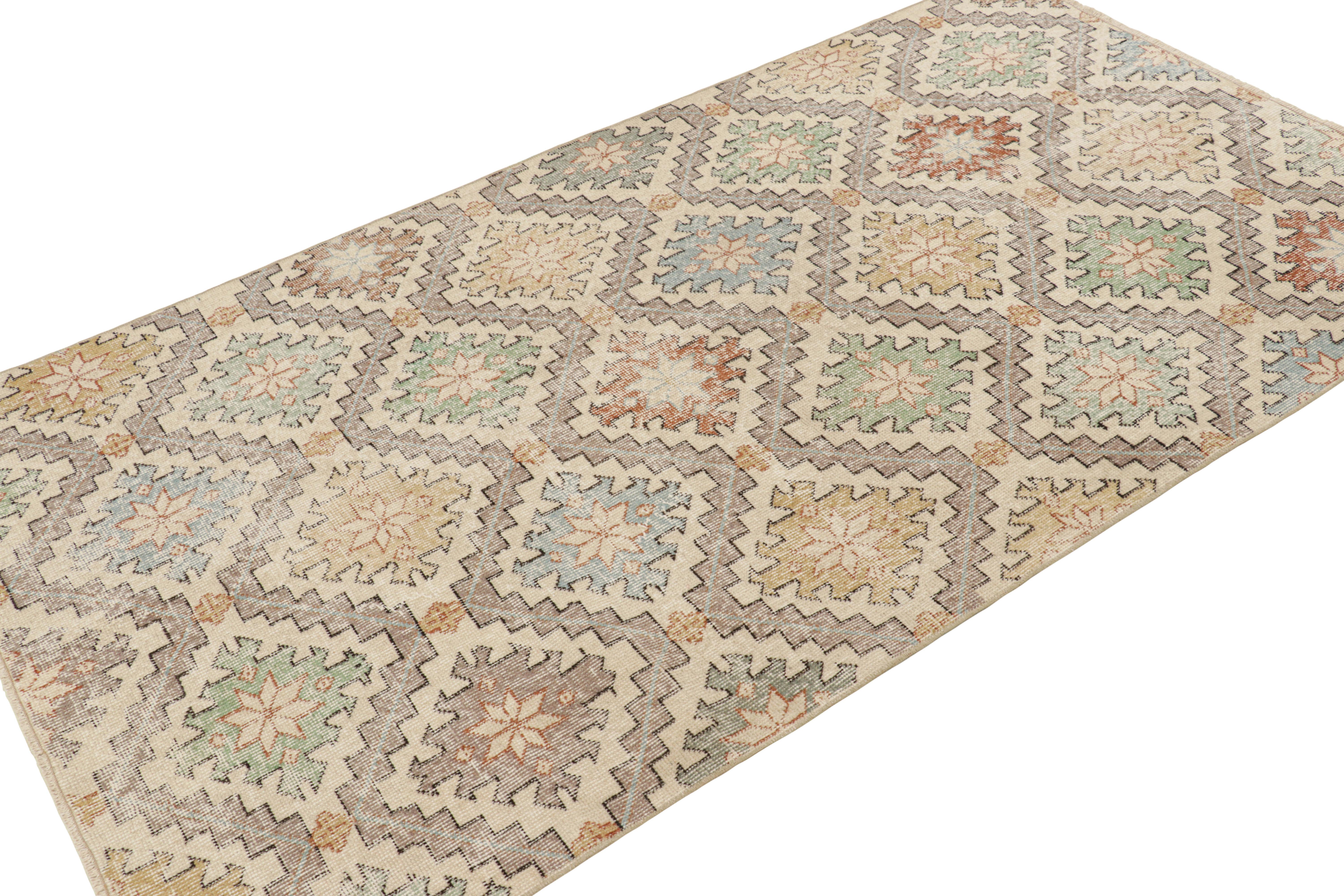 Hand-Knotted Vintage Zeki Müren Rug in Polychromatic Floral Patterns, from Rug & Kilim For Sale