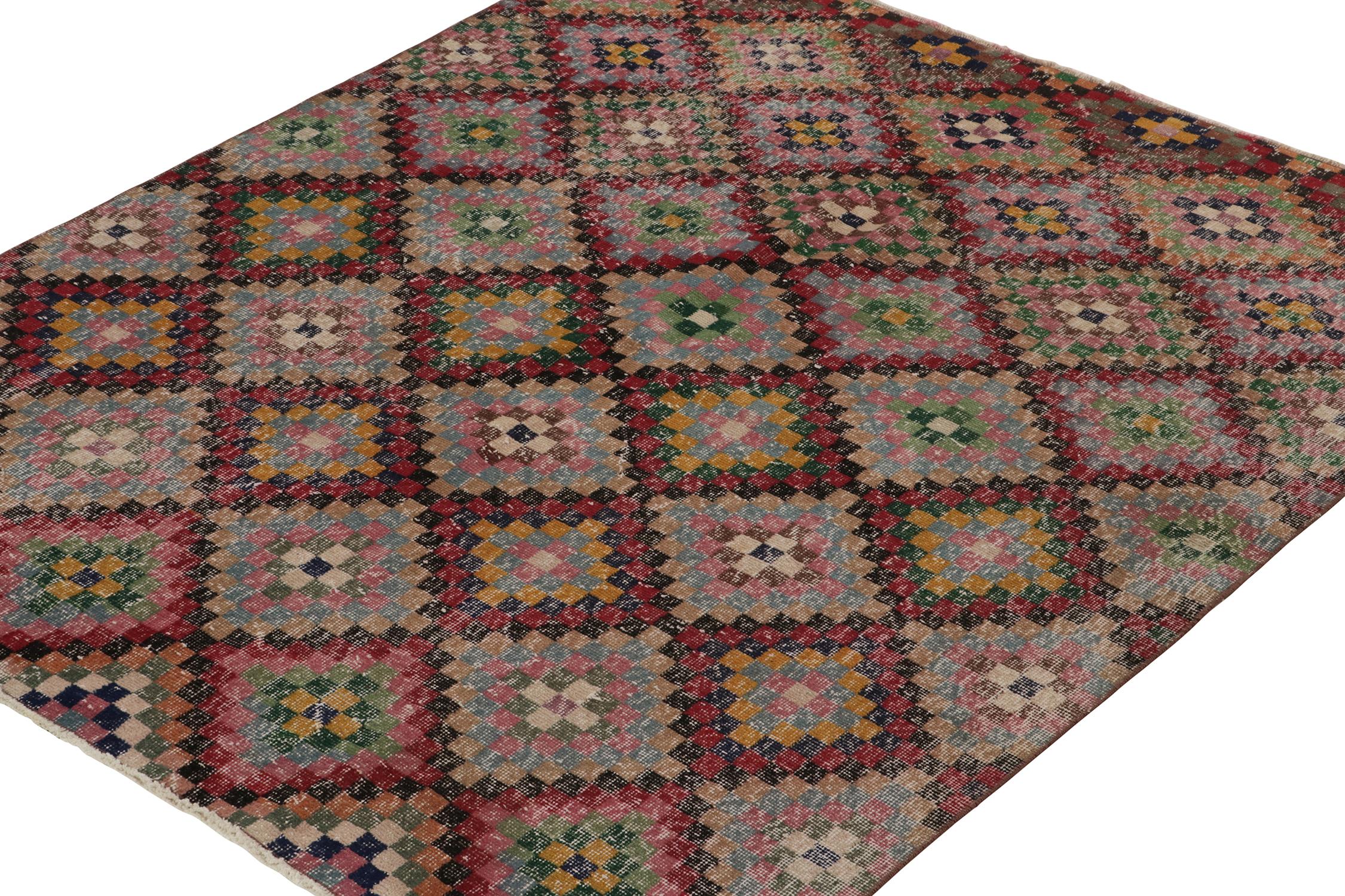 This vintage 6x6 rug is a new addition to Rug & Kilim’s commemorative Mid-Century Pasha Collection. This line is a commemoration of rare curations we believe to hail from mid-century Turkish designer Zeki Müren.

Further on the Design:

This