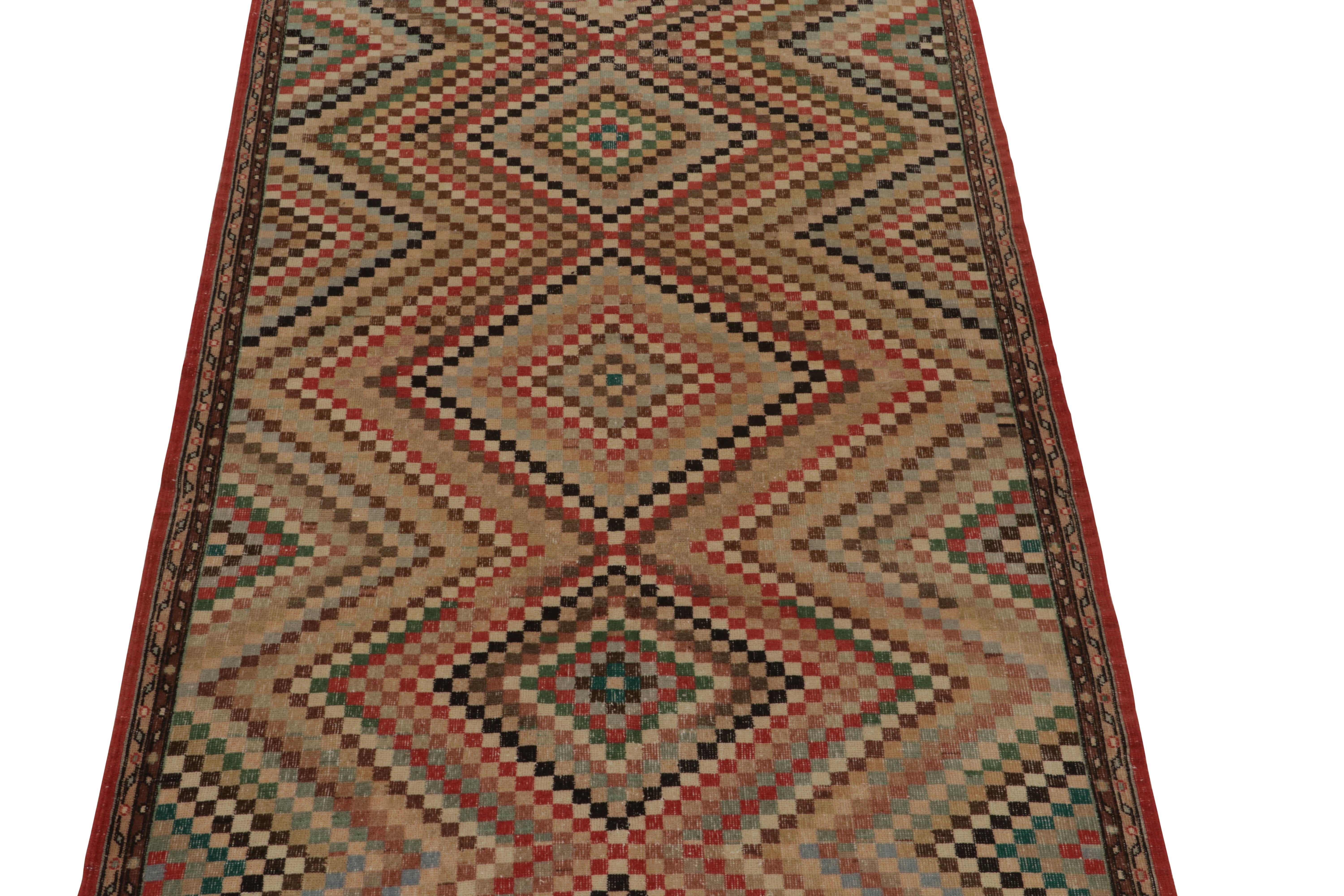 Turkish Vintage Zeki Müren Rug in Polychromatic Geometric Pattern, by Rug & Kilim For Sale