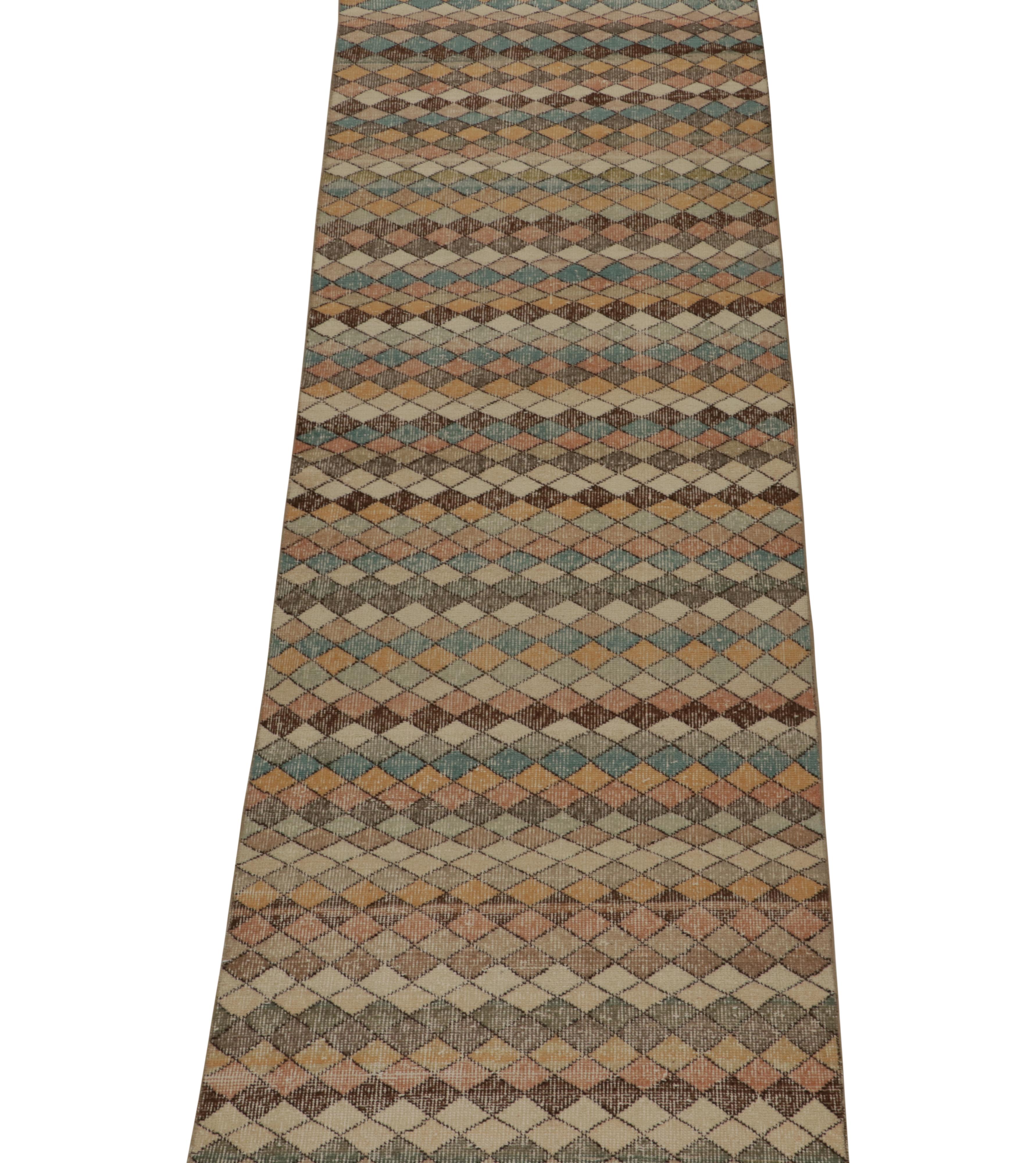 Turkish Vintage Zeki Muren Rug in Polychromatic Geometric Pattern, by Rug & Kilim