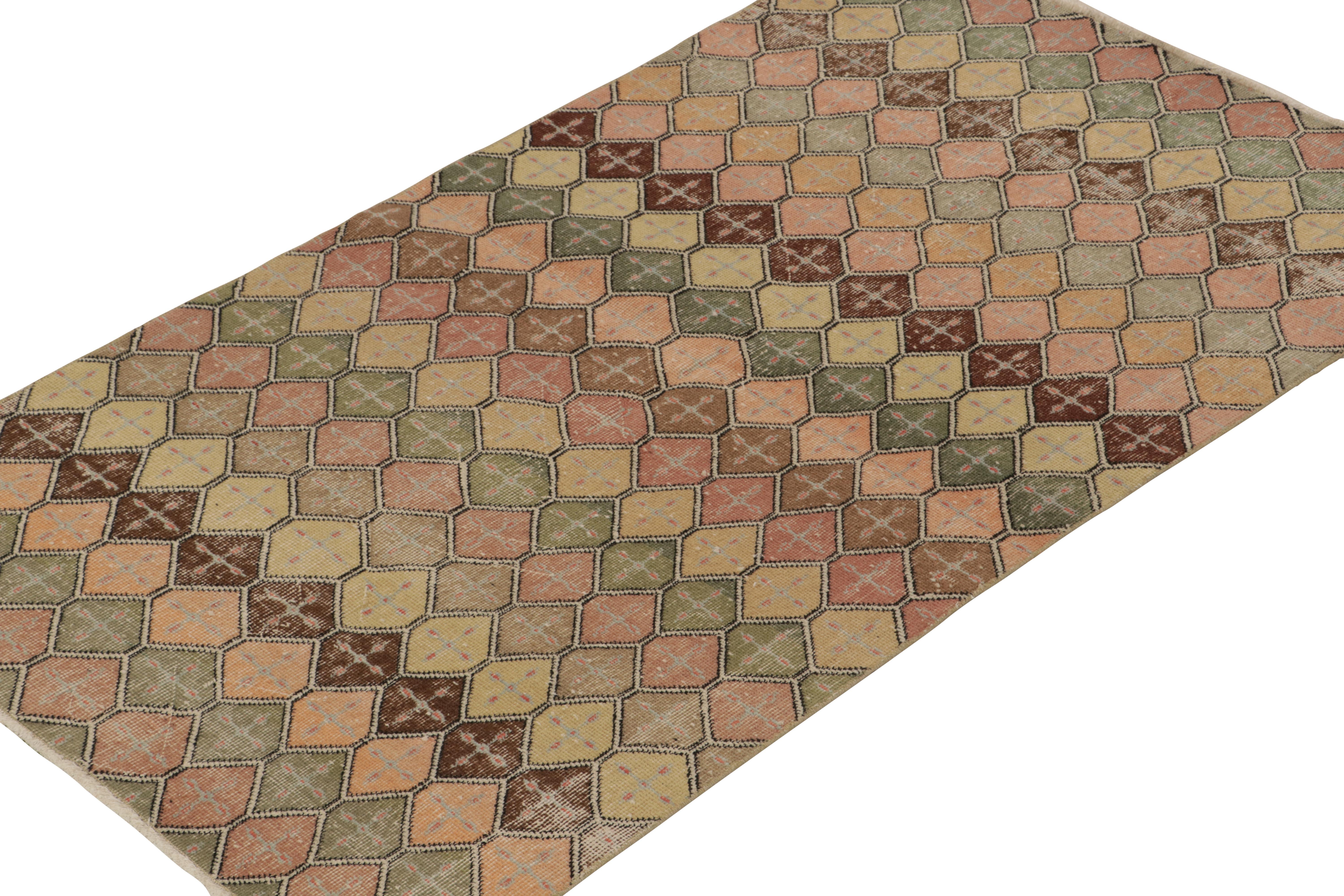 Mid-Century Modern Vintage Zeki Müren Rug in Polychromatic Geometric Pattern, by Rug & Kilim For Sale