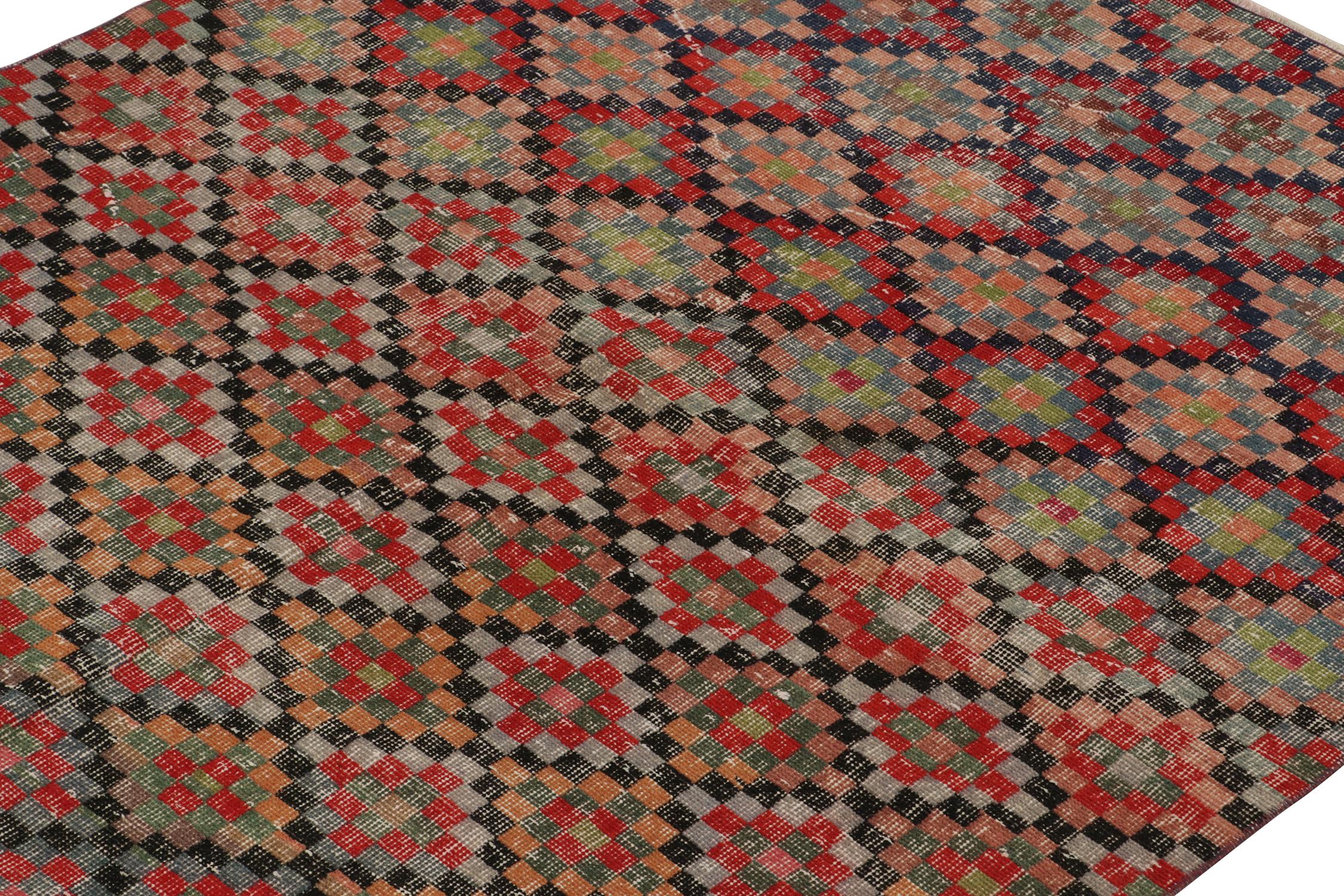 Hand-Knotted Vintage Zeki Müren Rug in Polychromatic Geometric Pattern, by Rug & Kilim For Sale