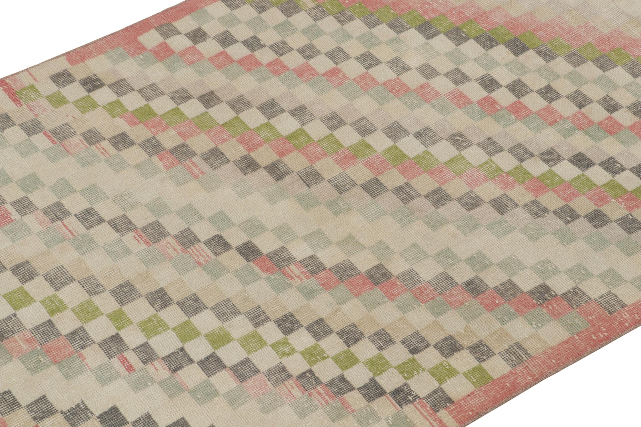 Turkish Vintage Zeki Muren rug in Polychromatic Geometric Pattern - by Rug & Kilim For Sale