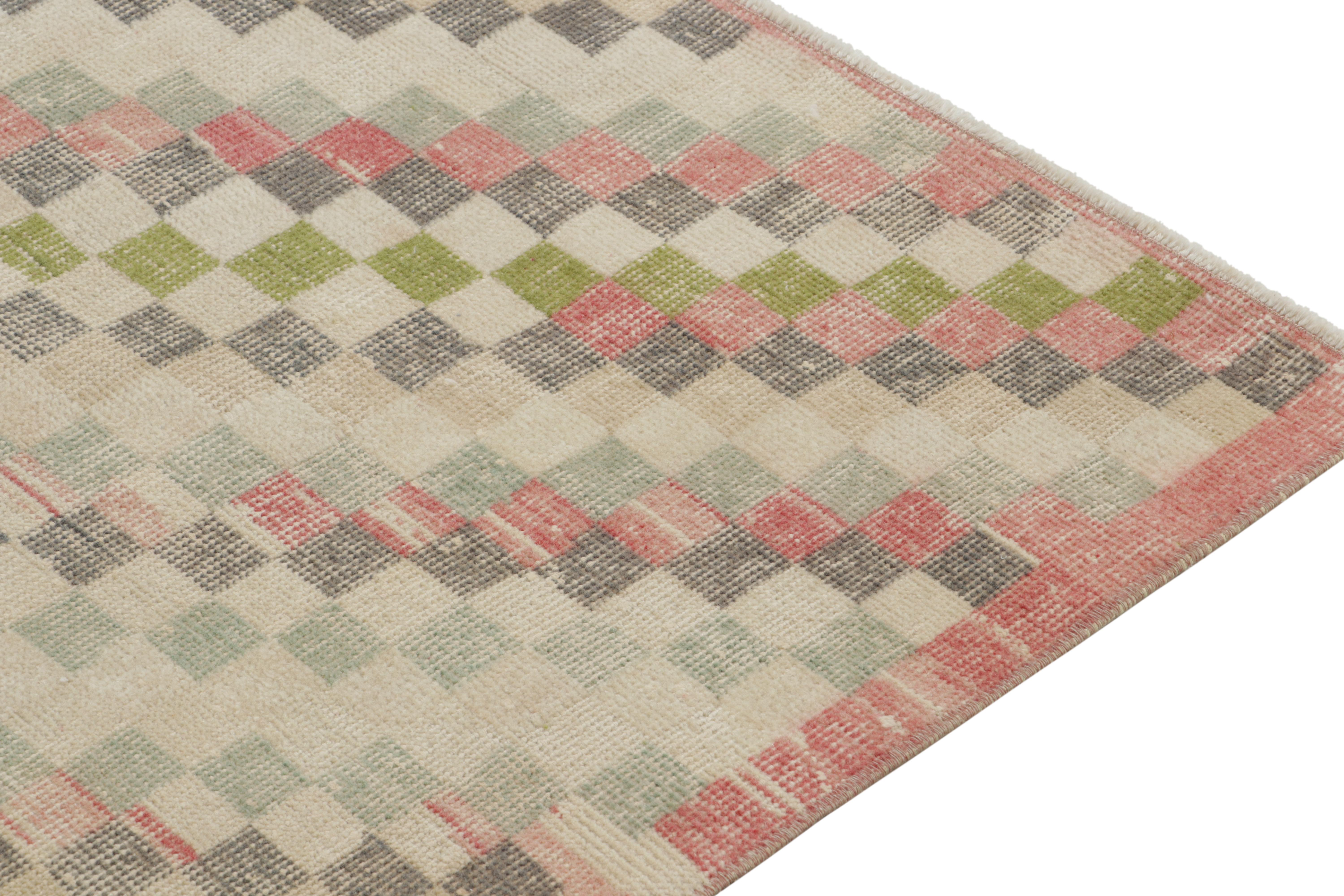 Hand-Knotted Vintage Zeki Muren rug in Polychromatic Geometric Pattern - by Rug & Kilim For Sale