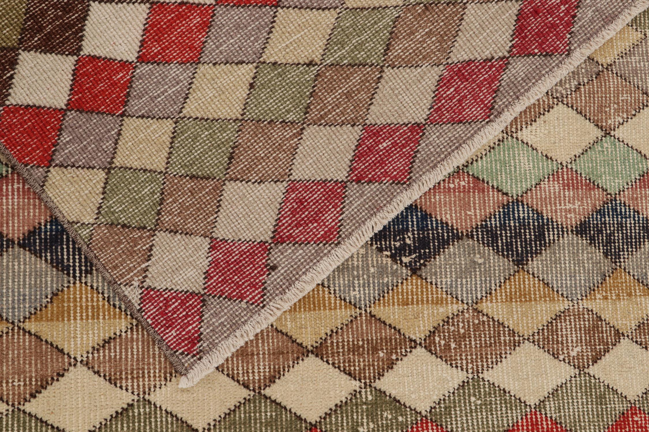 Wool Vintage Zeki Müren Rug in Polychromatic Geometric Pattern, by Rug & Kilim For Sale