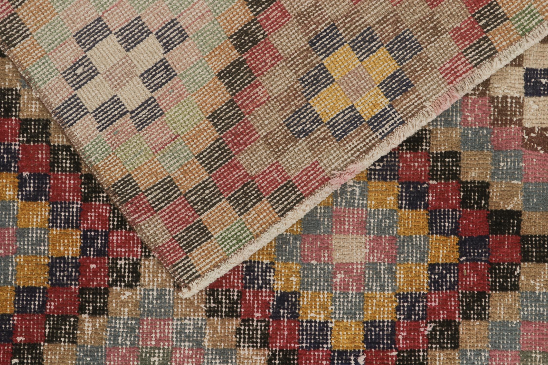 Wool Vintage Zeki Müren Rug in Polychromatic Geometric Pattern, by Rug & Kilim For Sale