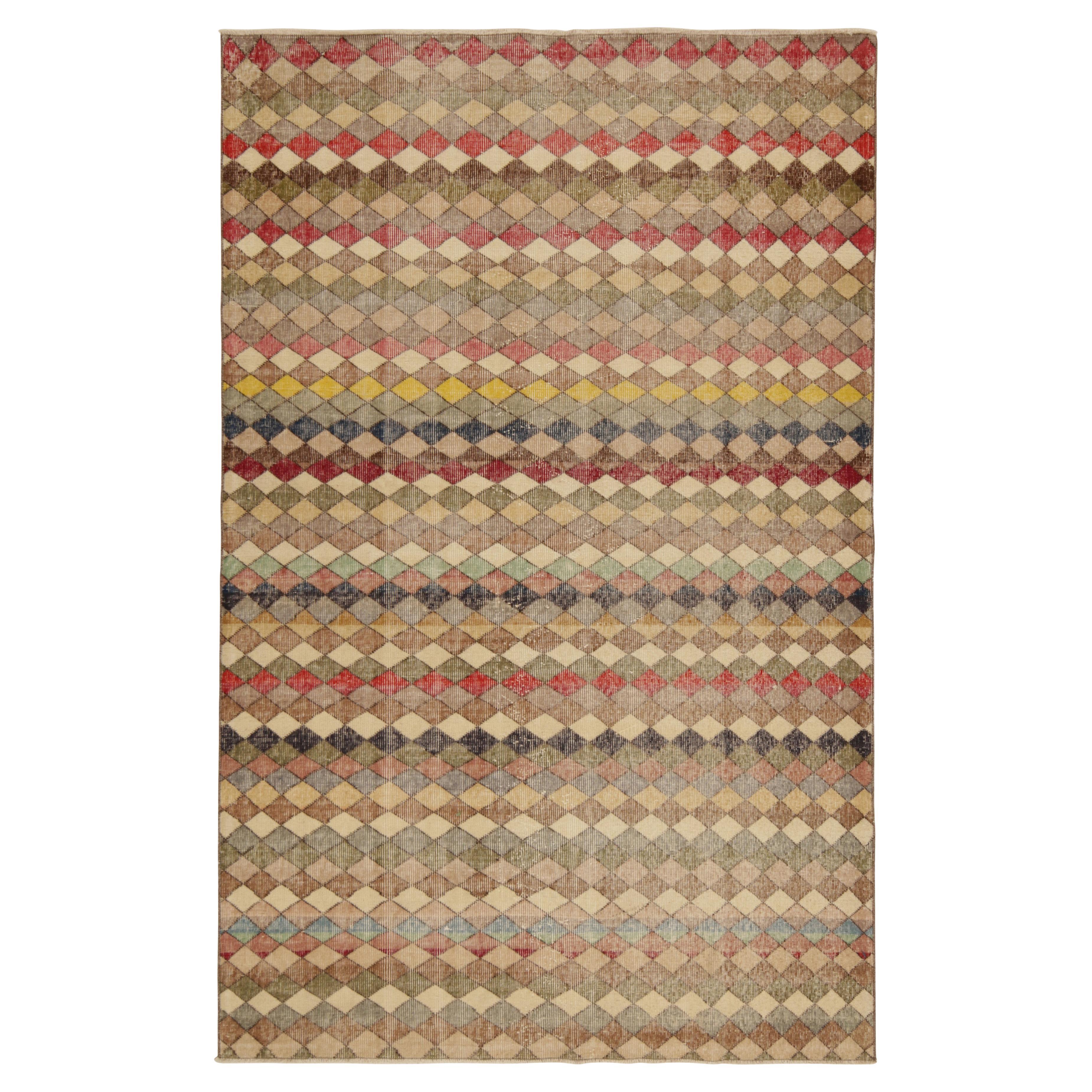 Vintage Zeki Müren Rug in Polychromatic Geometric Pattern, by Rug & Kilim For Sale