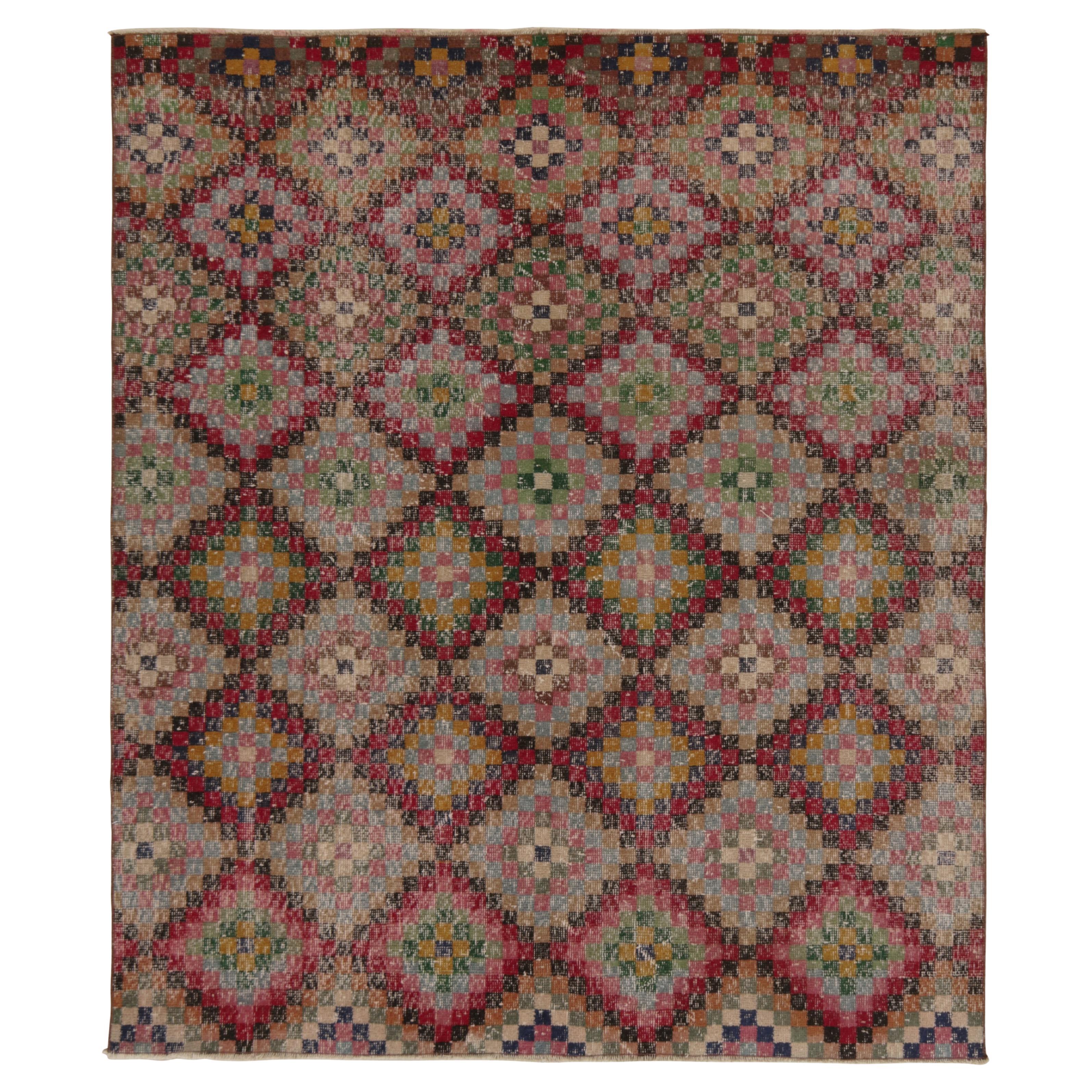 Vintage Zeki Müren Rug in Polychromatic Geometric Pattern, by Rug & Kilim For Sale