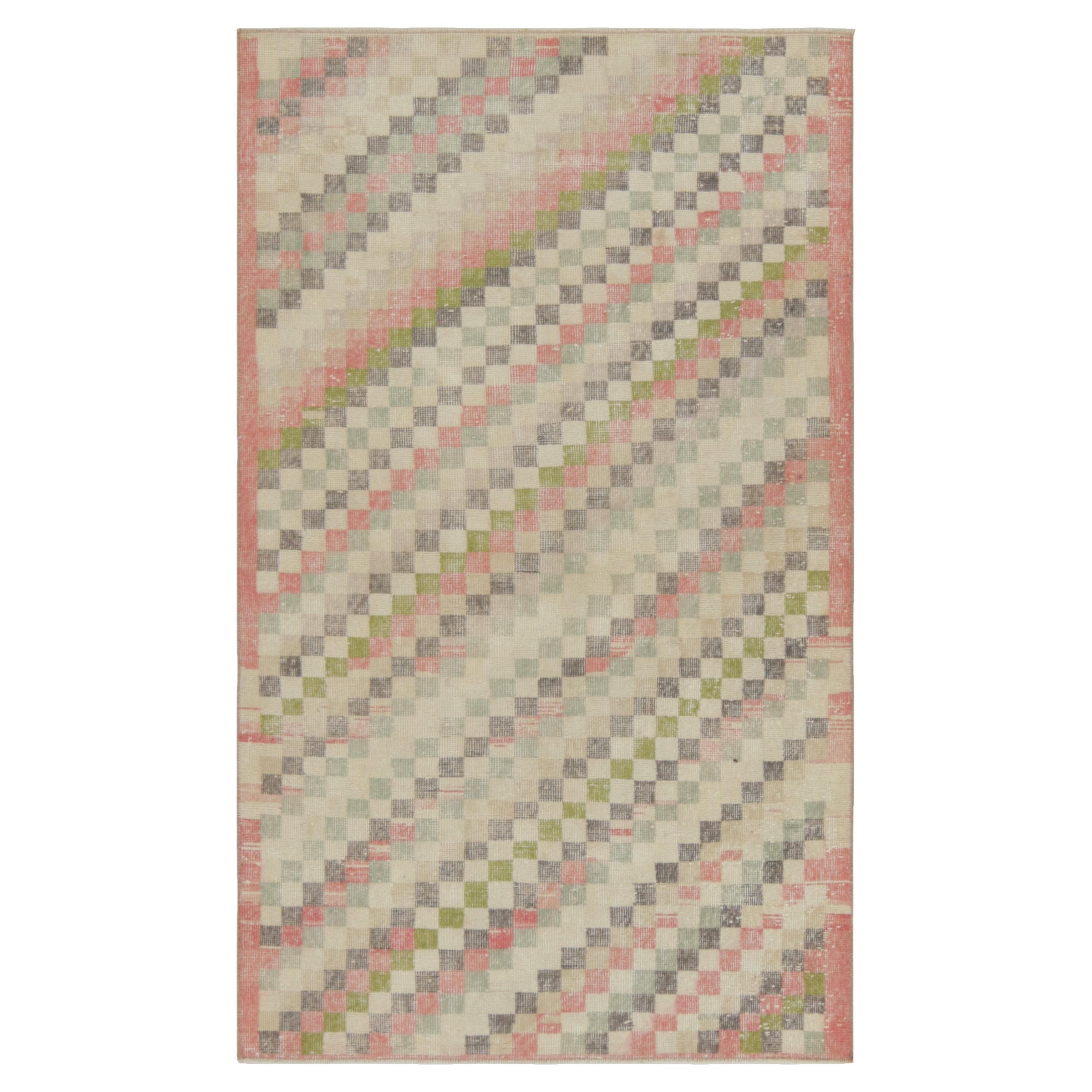 Vintage Zeki Muren rug in Polychromatic Geometric Pattern - by Rug & Kilim