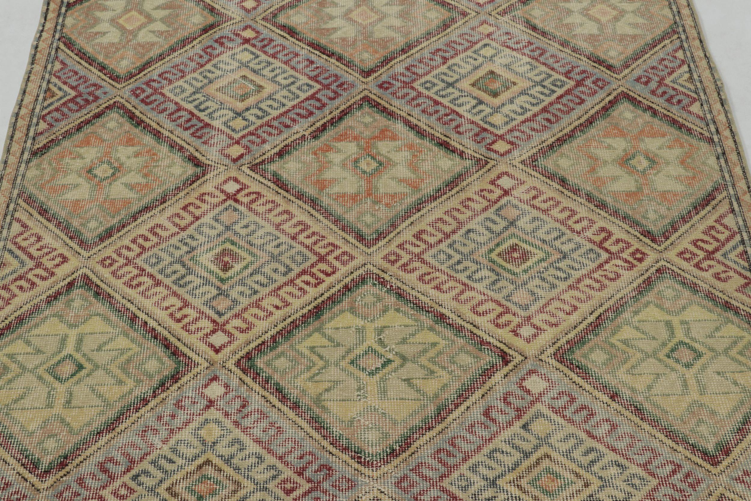 Turkish Vintage Zeki Müren Rug in Polychromatic Geometric Pattern For Sale