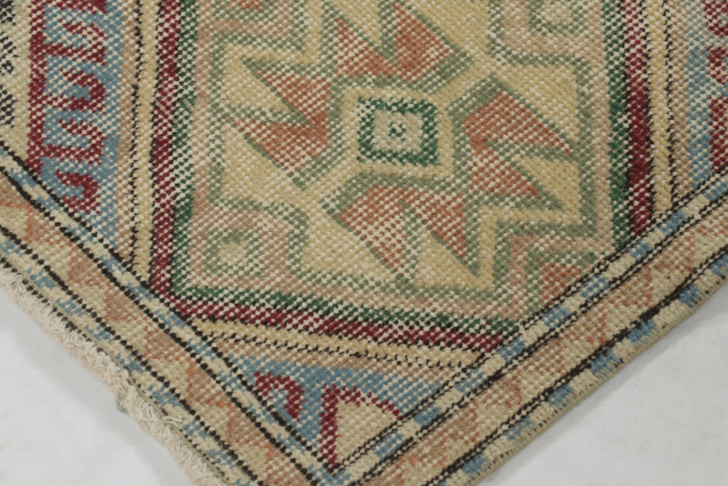 Hand-Knotted Vintage Zeki Müren Rug in Polychromatic Geometric Pattern For Sale