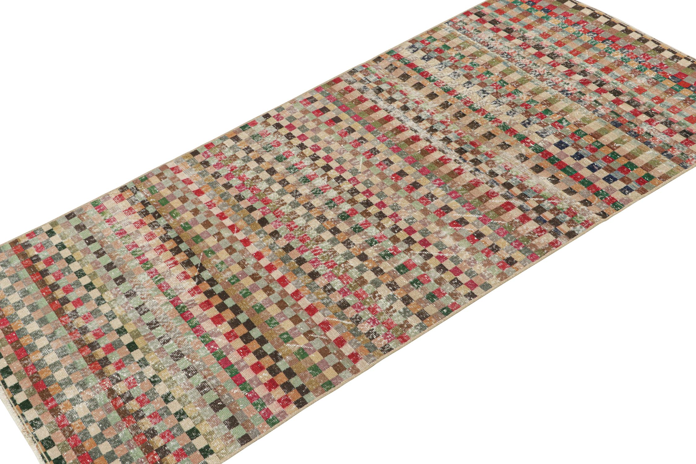 Art Deco Vintage Zeki Müren Rug in Polychromatic Geometric Patterns, by Rug & Kilim For Sale