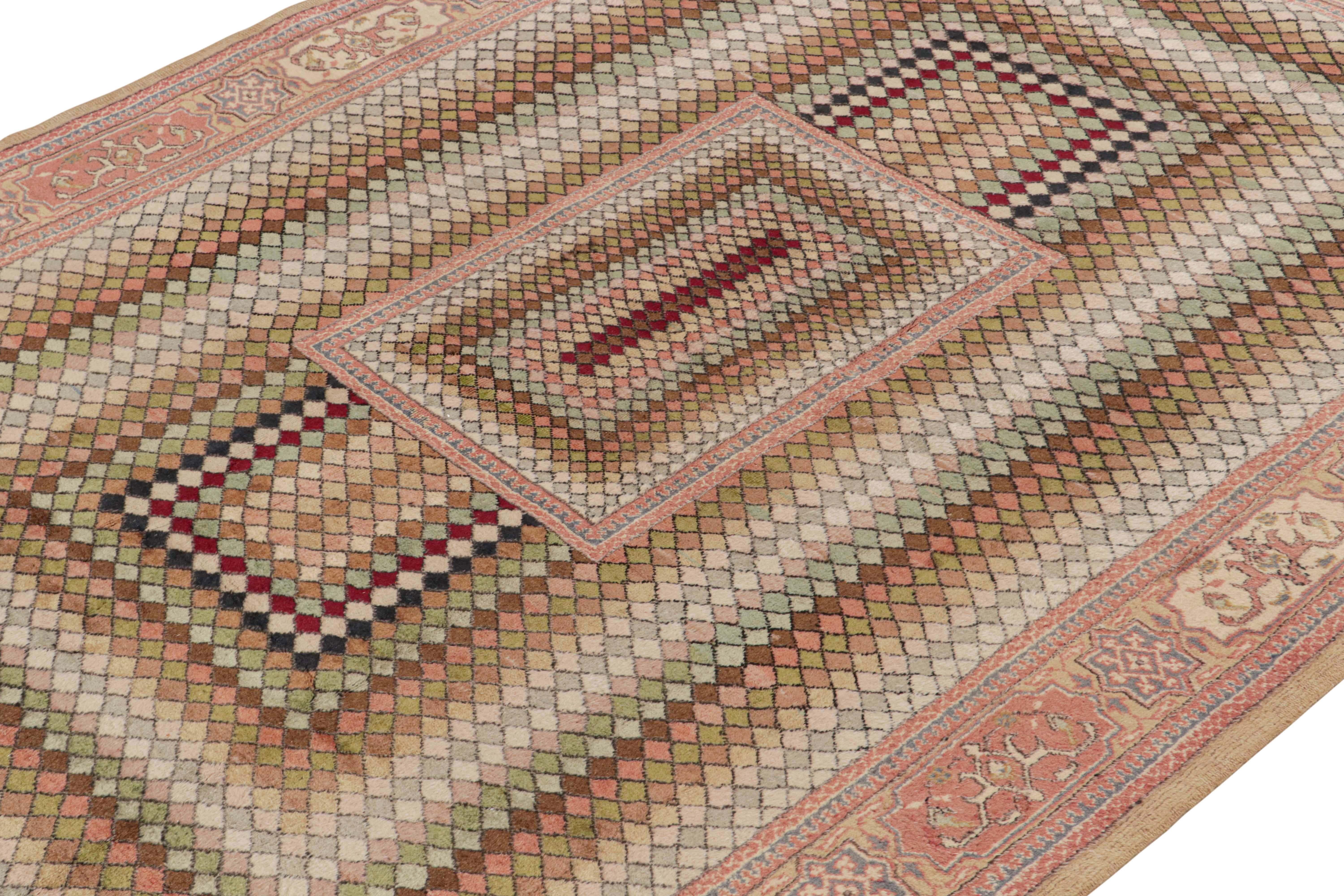 Turkish Vintage Zeki Müren Rug in Polychromatic Geometric Patterns by Rug & Kilim For Sale