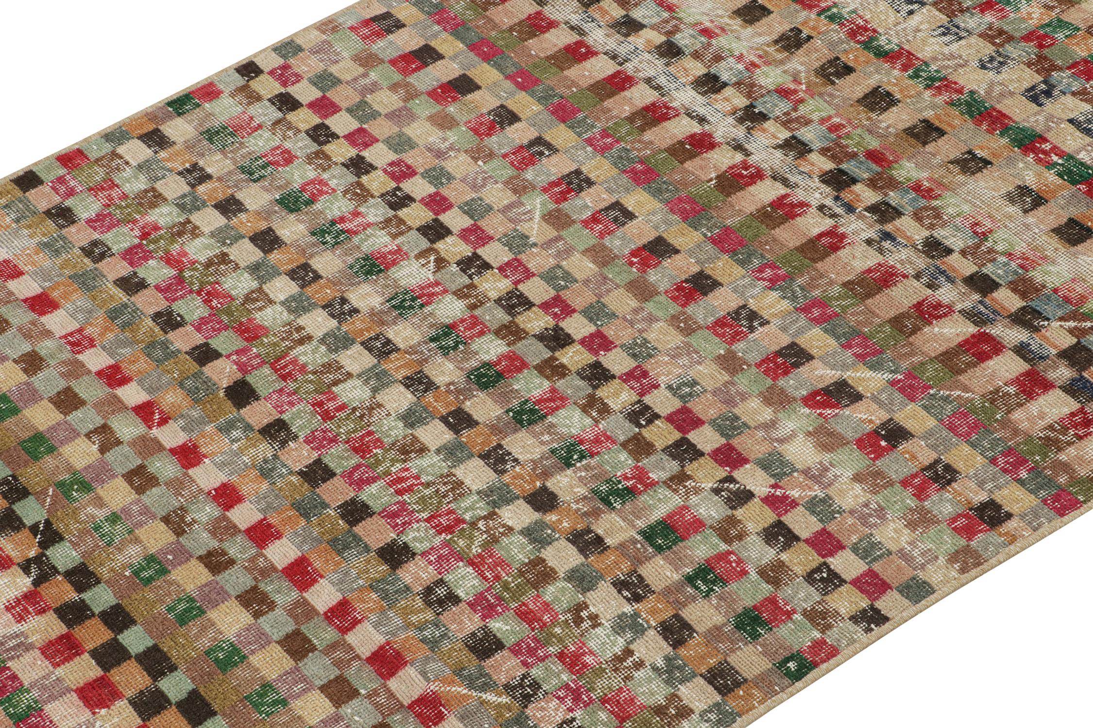 Turkish Vintage Zeki Müren Rug in Polychromatic Geometric Patterns, by Rug & Kilim For Sale