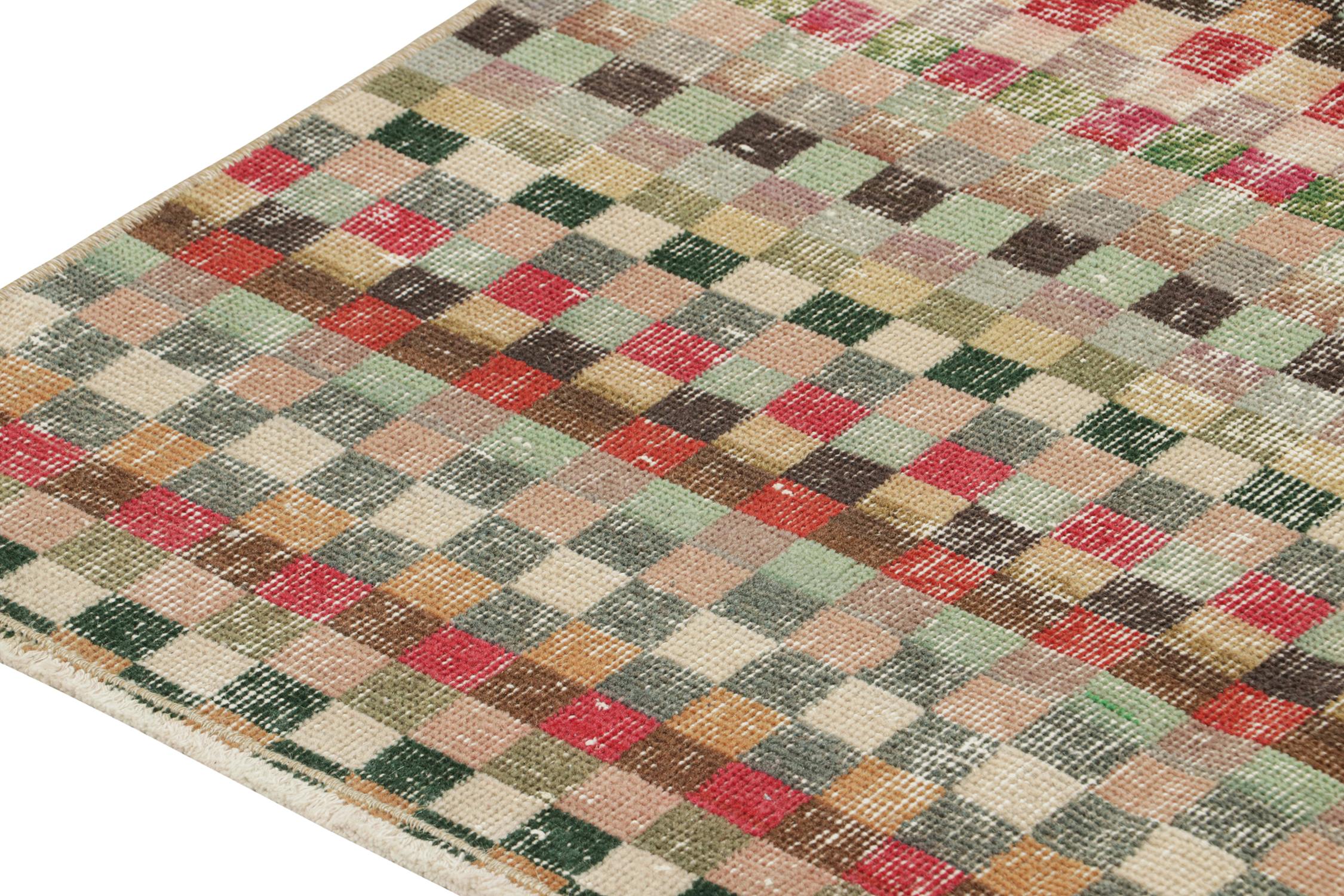 Hand-Knotted Vintage Zeki Müren Rug in Polychromatic Geometric Patterns, by Rug & Kilim For Sale