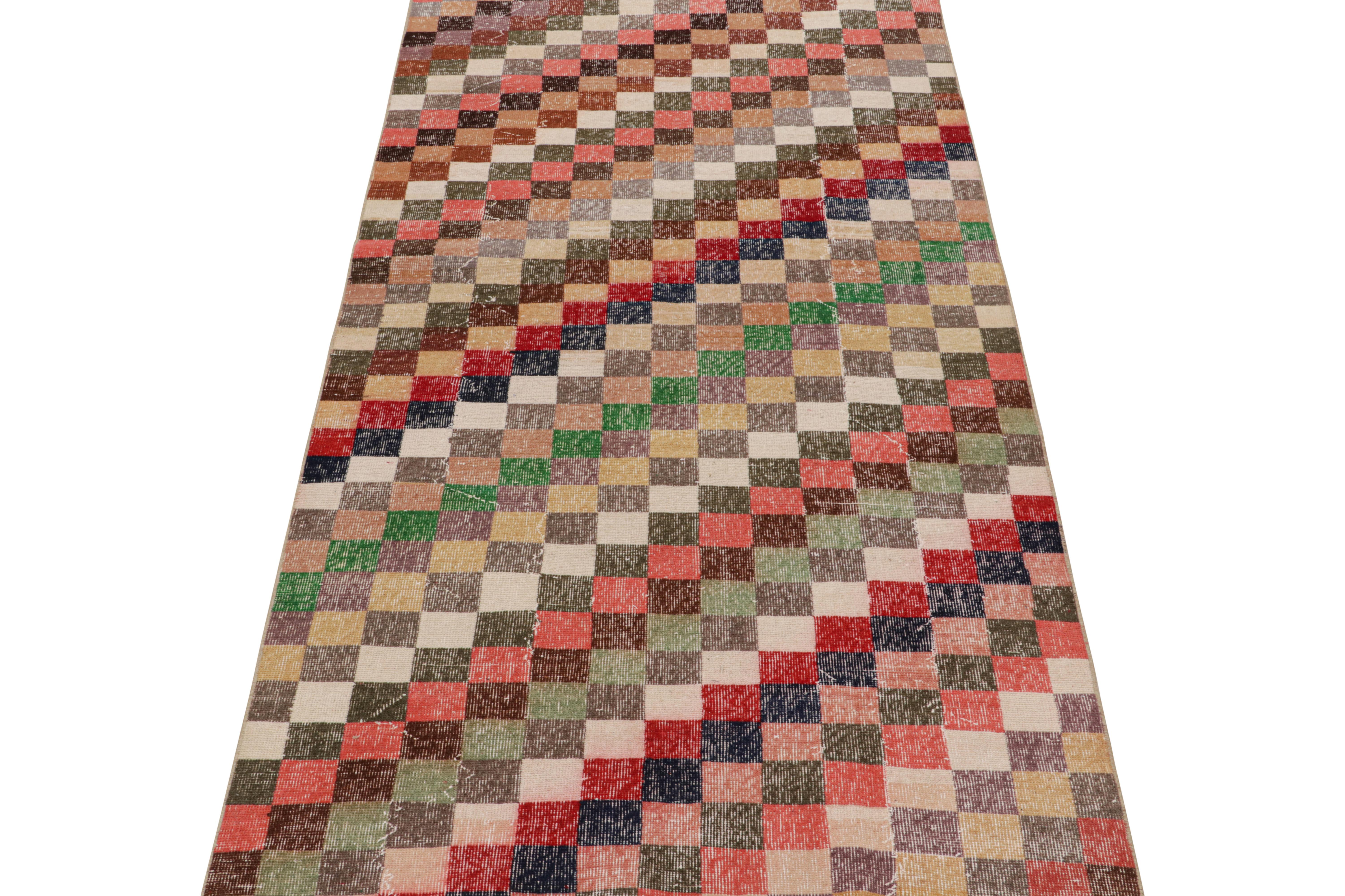 Vintage Zeki Müren Rug in Polychromatic Geometric Patterns by Rug & Kilim In Good Condition For Sale In Long Island City, NY