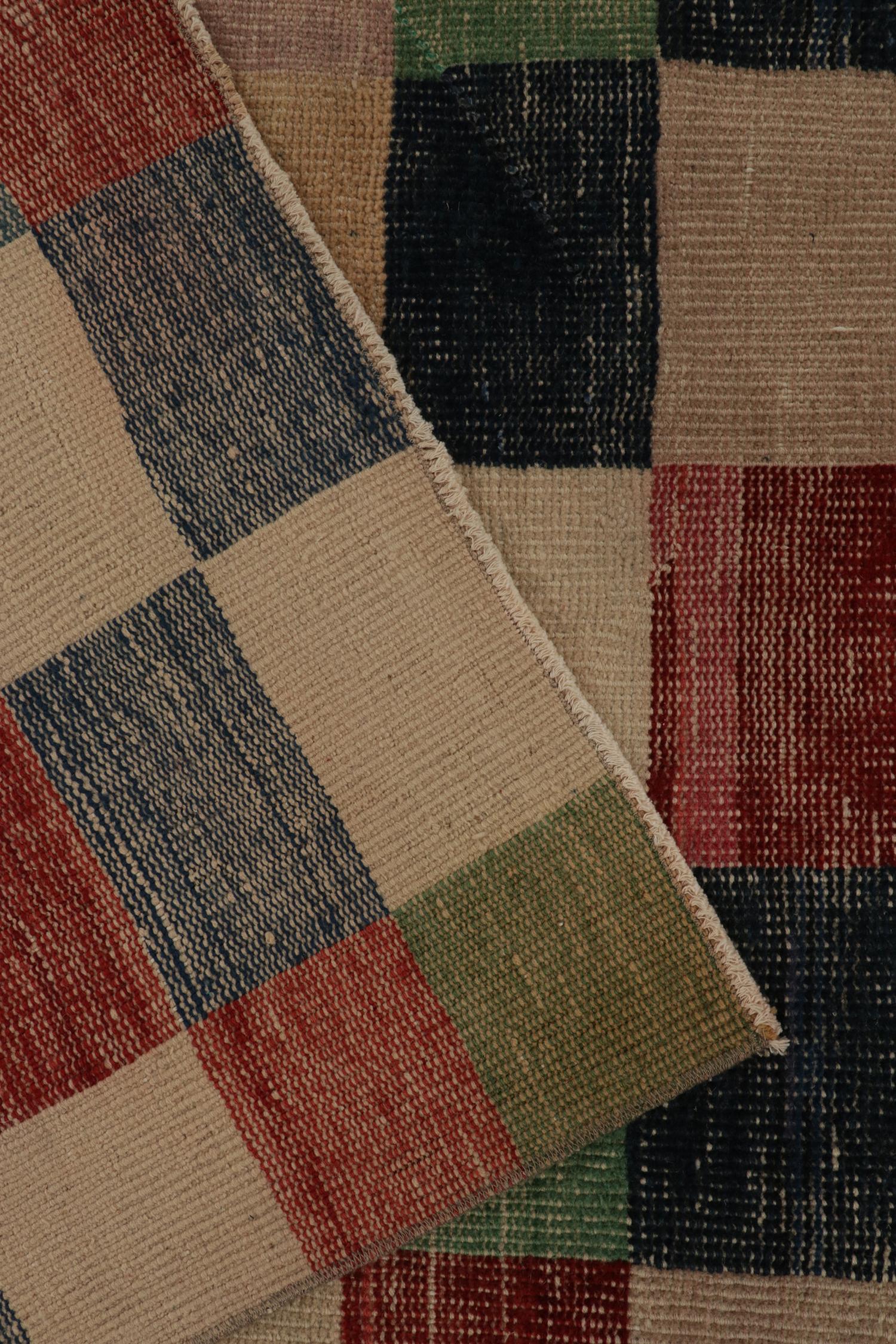 Wool Vintage Zeki Müren Rug in Polychromatic Geometric Patterns, by Rug & Kilim
