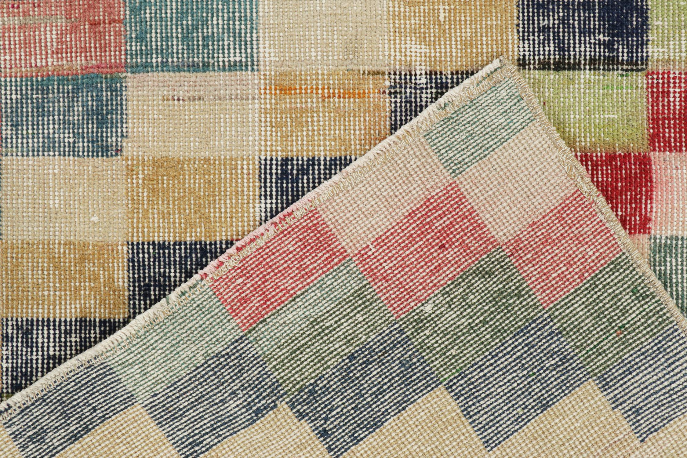 Mid-20th Century Vintage Zeki Müren Rug in Polychromatic Geometric Patterns, by Rug & Kilim For Sale