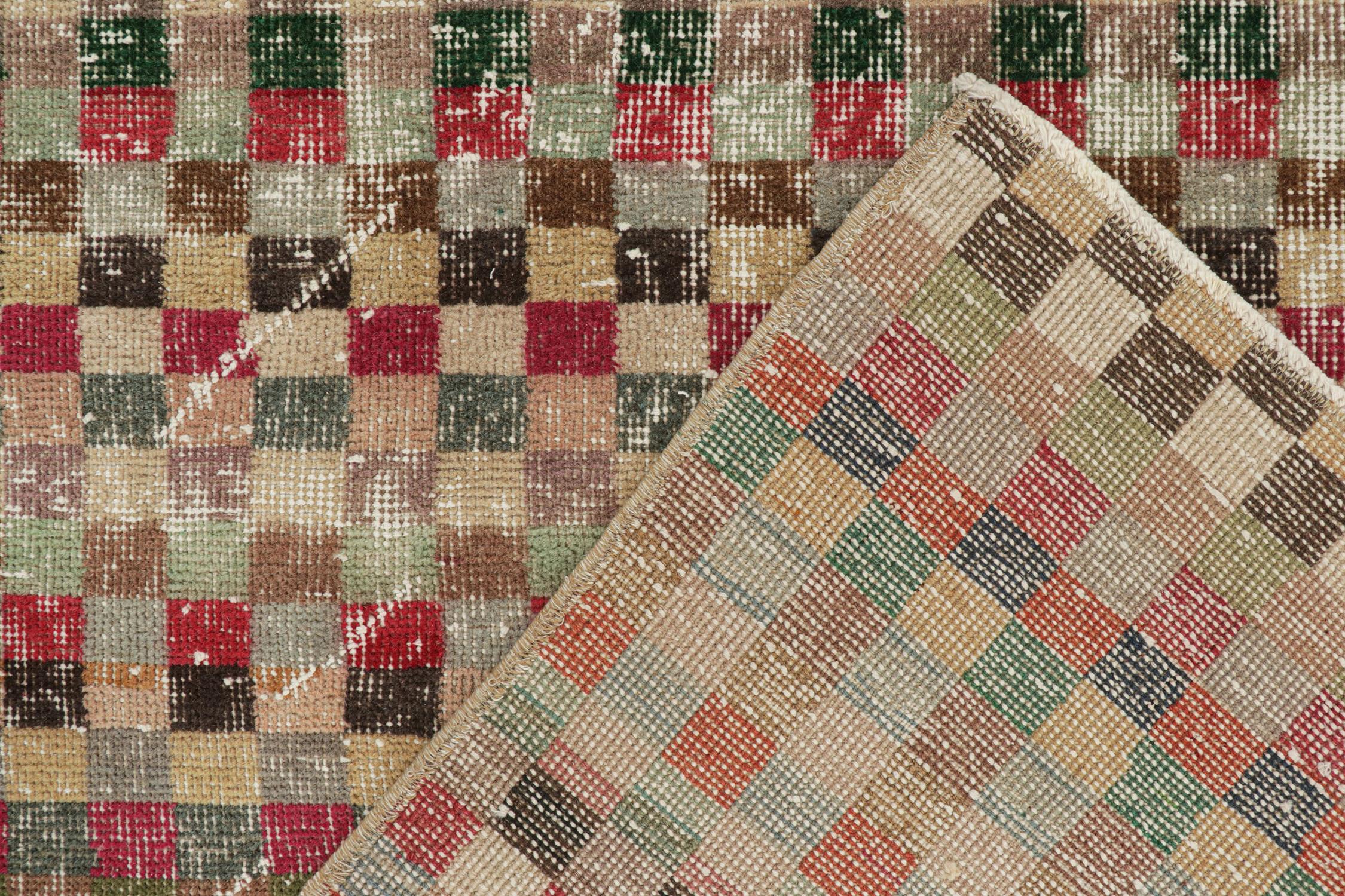Mid-20th Century Vintage Zeki Müren Rug in Polychromatic Geometric Patterns, by Rug & Kilim For Sale