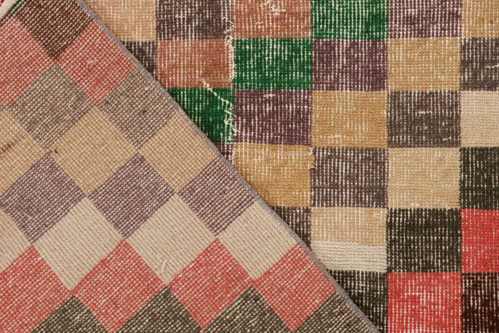Wool Vintage Zeki Müren Rug in Polychromatic Geometric Patterns by Rug & Kilim For Sale