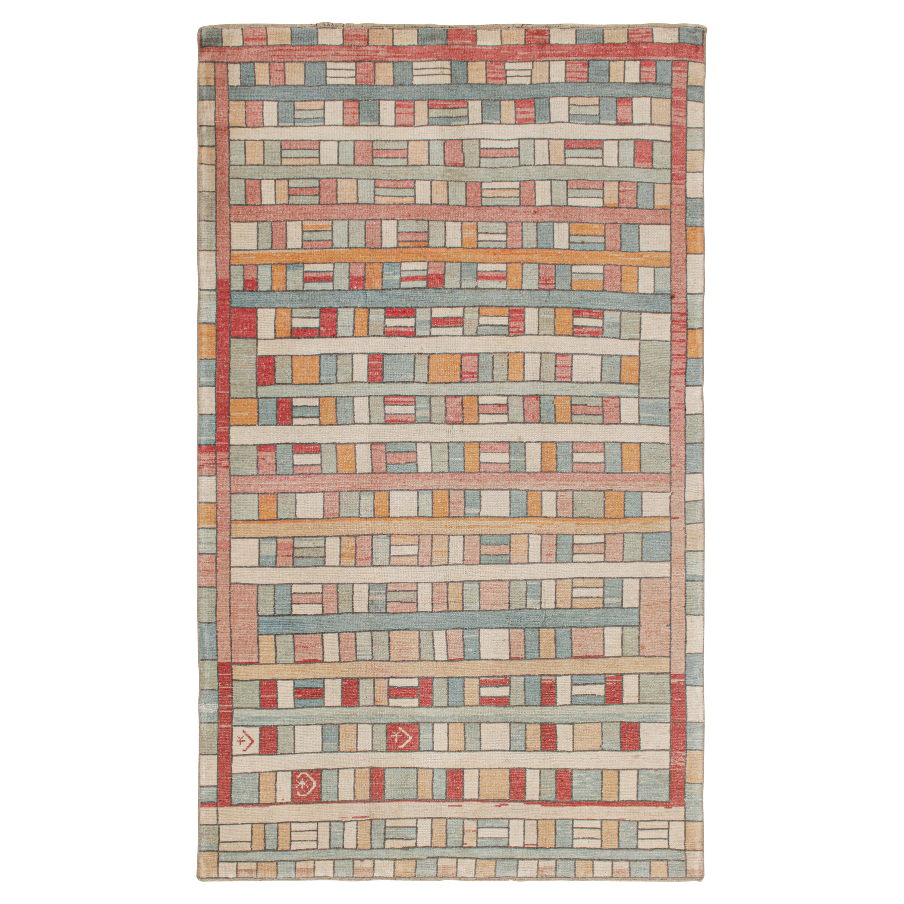 Vintage Zeki Müren Rug in Polychromatic Geometric Patterns by Rug & Kilim For Sale