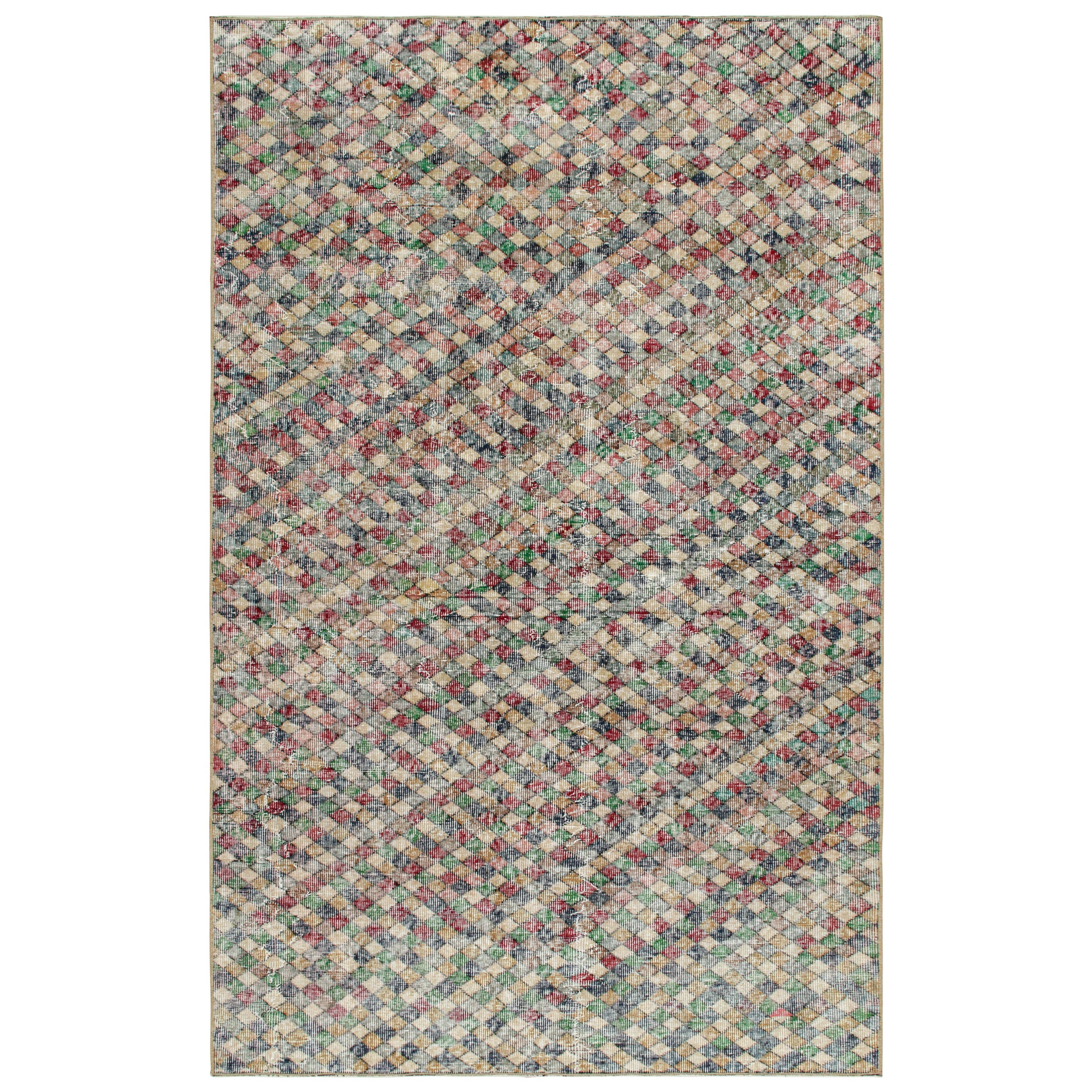 Vintage Zeki Müren Teppich in polychromatischen geometrischen Mustern, von Rug & Kilim im Angebot