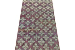 Vintage Zeki Müren Rug in Purple with Floral Patterns, by Rug & Kilim