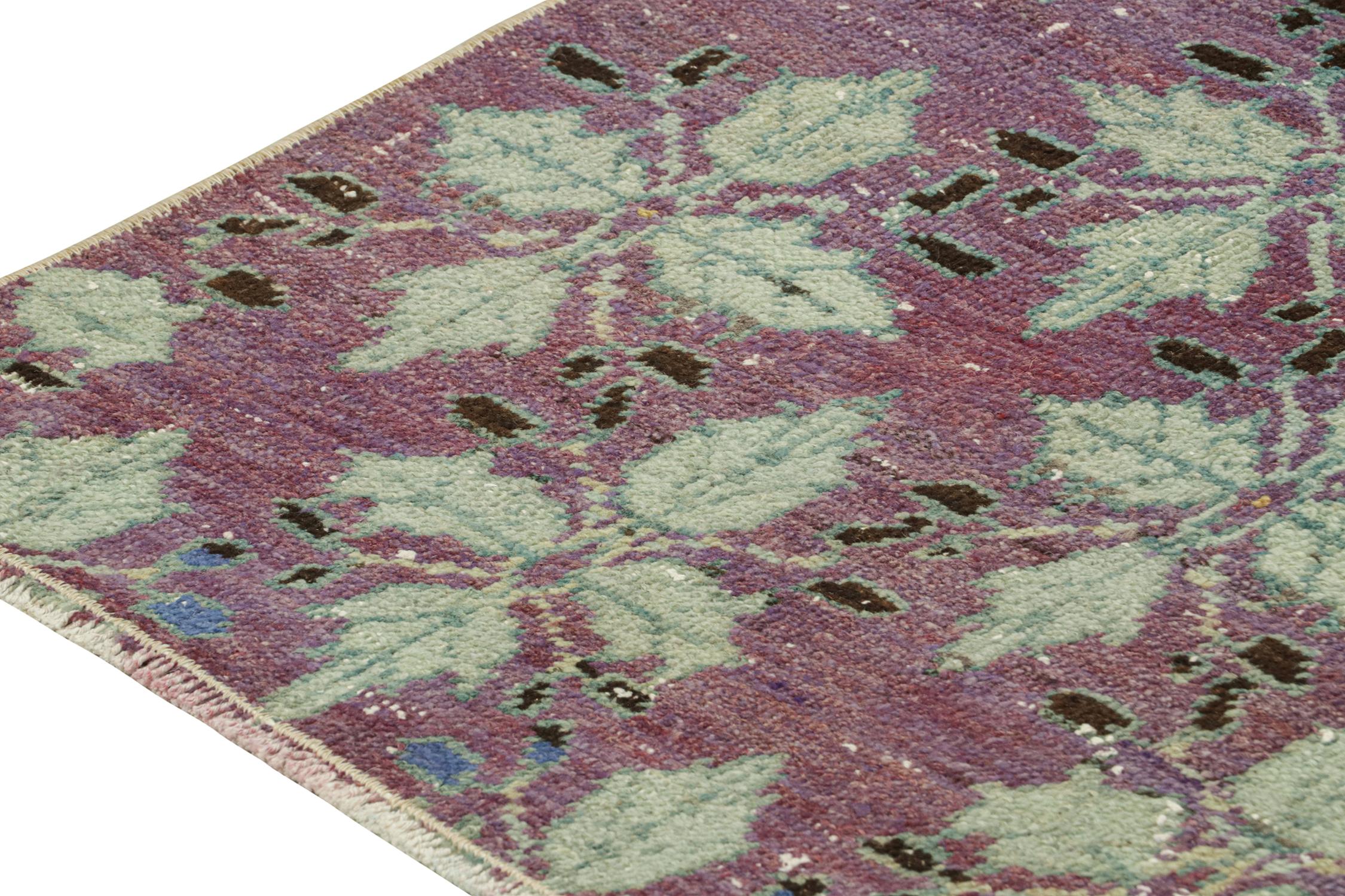 Hand-Knotted Vintage Zeki Müren Rug in Purple with Floral Patterns, by Rug & Kilim For Sale