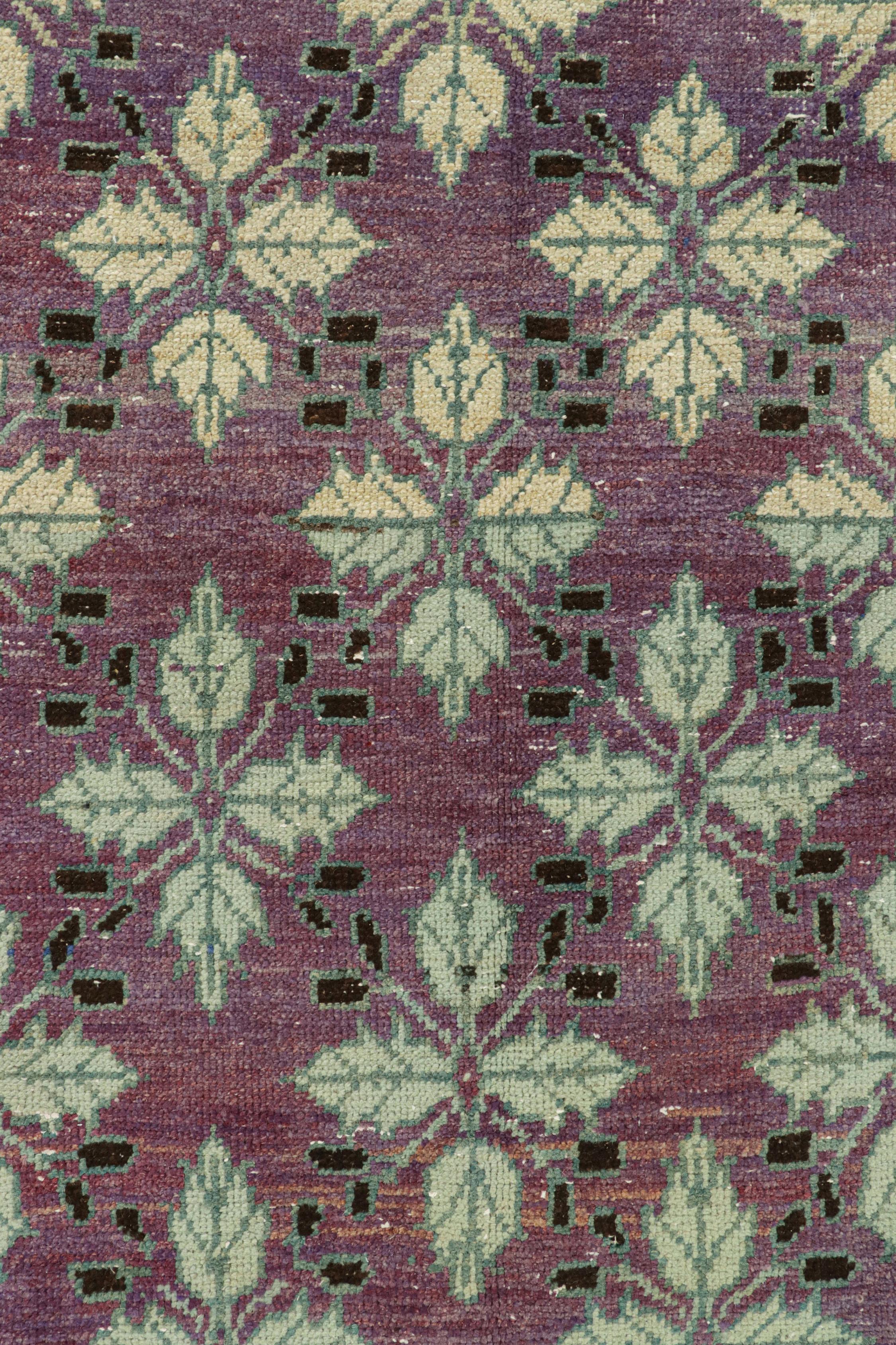 Vintage Zeki Müren Rug in Purple with Floral Patterns, by Rug & Kilim In Good Condition For Sale In Long Island City, NY