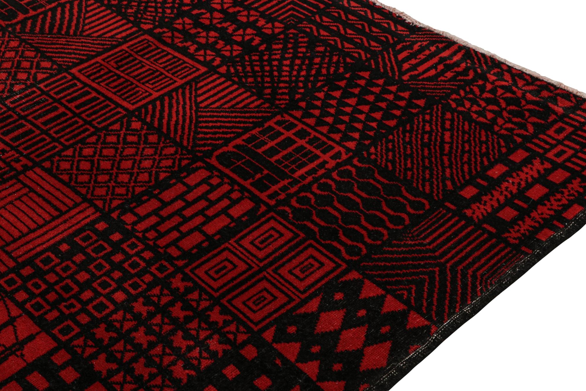 Vintage Zeki Müren Rug in Red & Black Geometric Patterns, by Rug & Kilim In Good Condition For Sale In Long Island City, NY