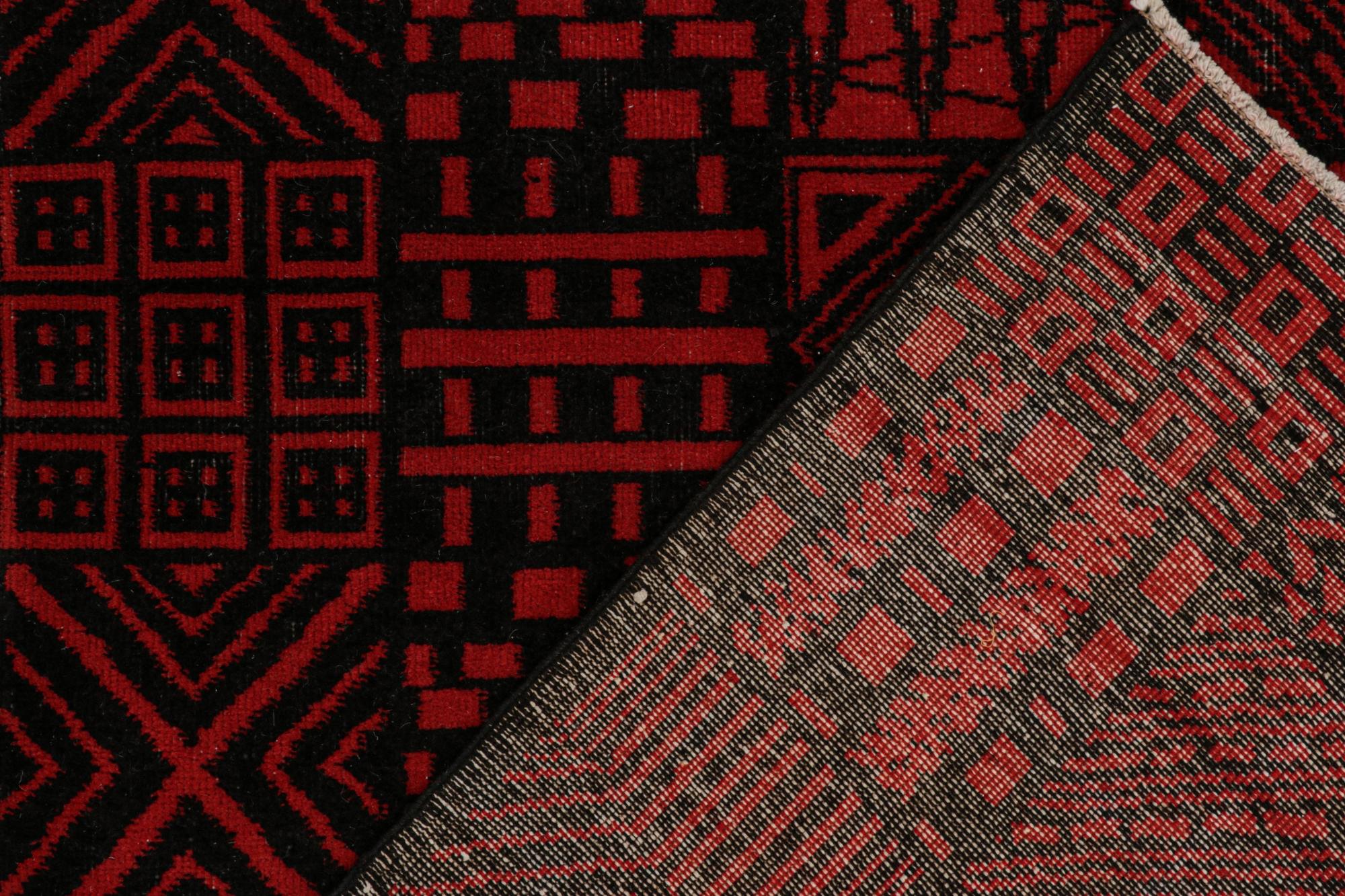 Mid-20th Century Vintage Zeki Müren Rug in Red & Black Geometric Patterns, by Rug & Kilim For Sale