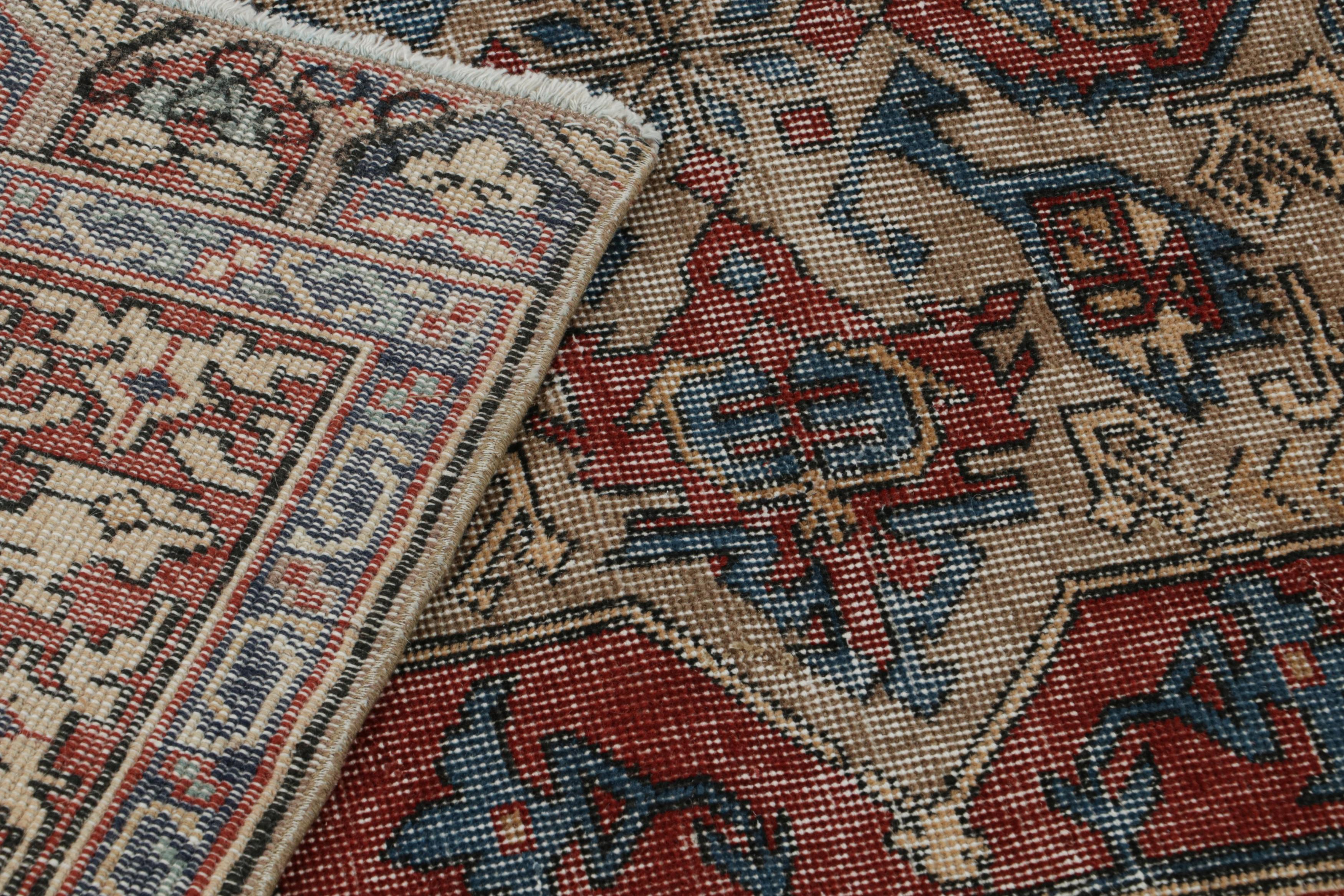 Wool Vintage Zeki Müren Rug in Red & Blue Geometric patterns, from Rug & Kilim For Sale