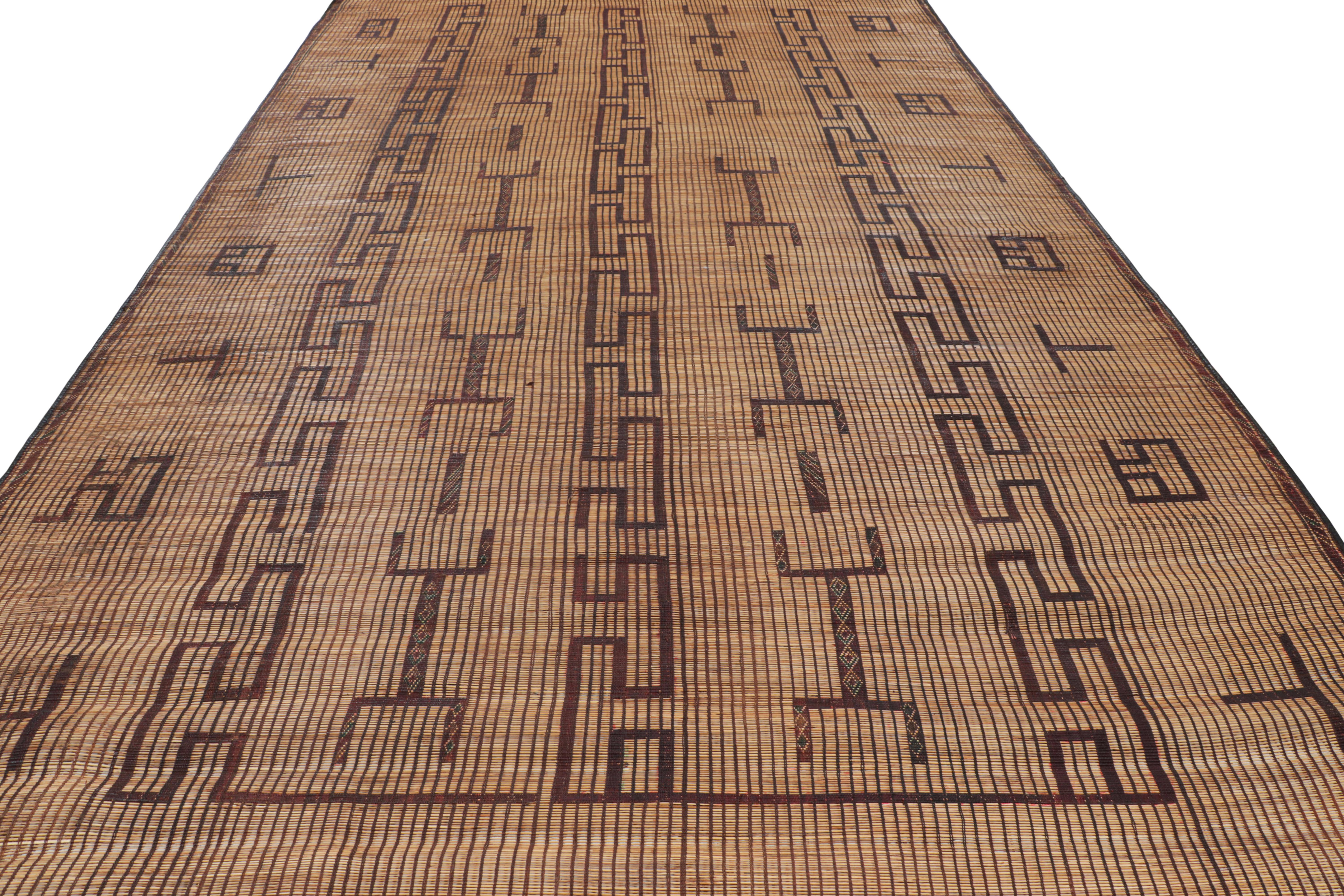Mid-20th Century Vintage Moroccan Tuareg Mat in Beige, with Geometric Patterns, from Rug & Kilim For Sale