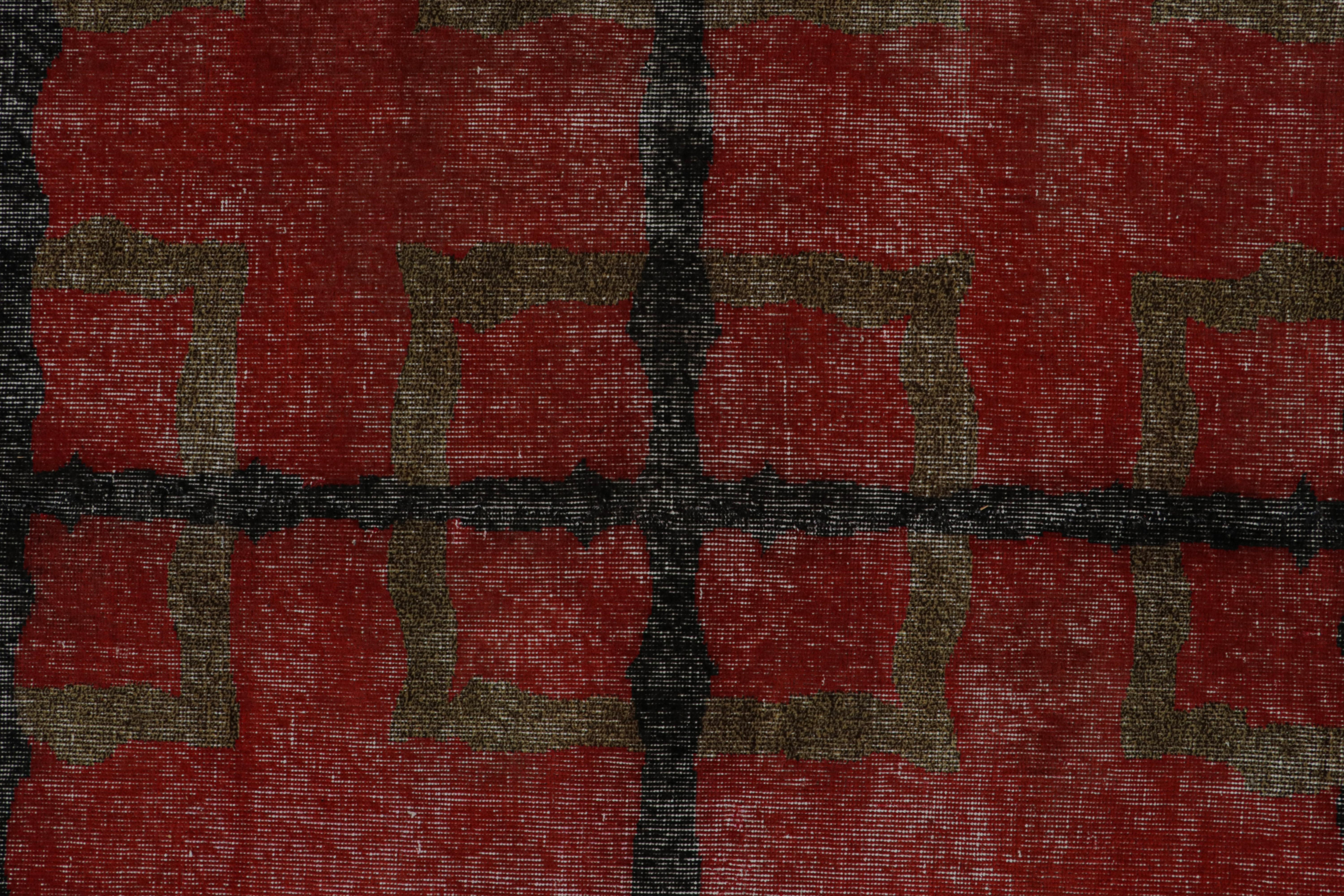 Alter Zeki Müren Teppich in Rot mit braunem geometrischem Muster, von Rug & Kilim (Mitte des 20. Jahrhunderts) im Angebot