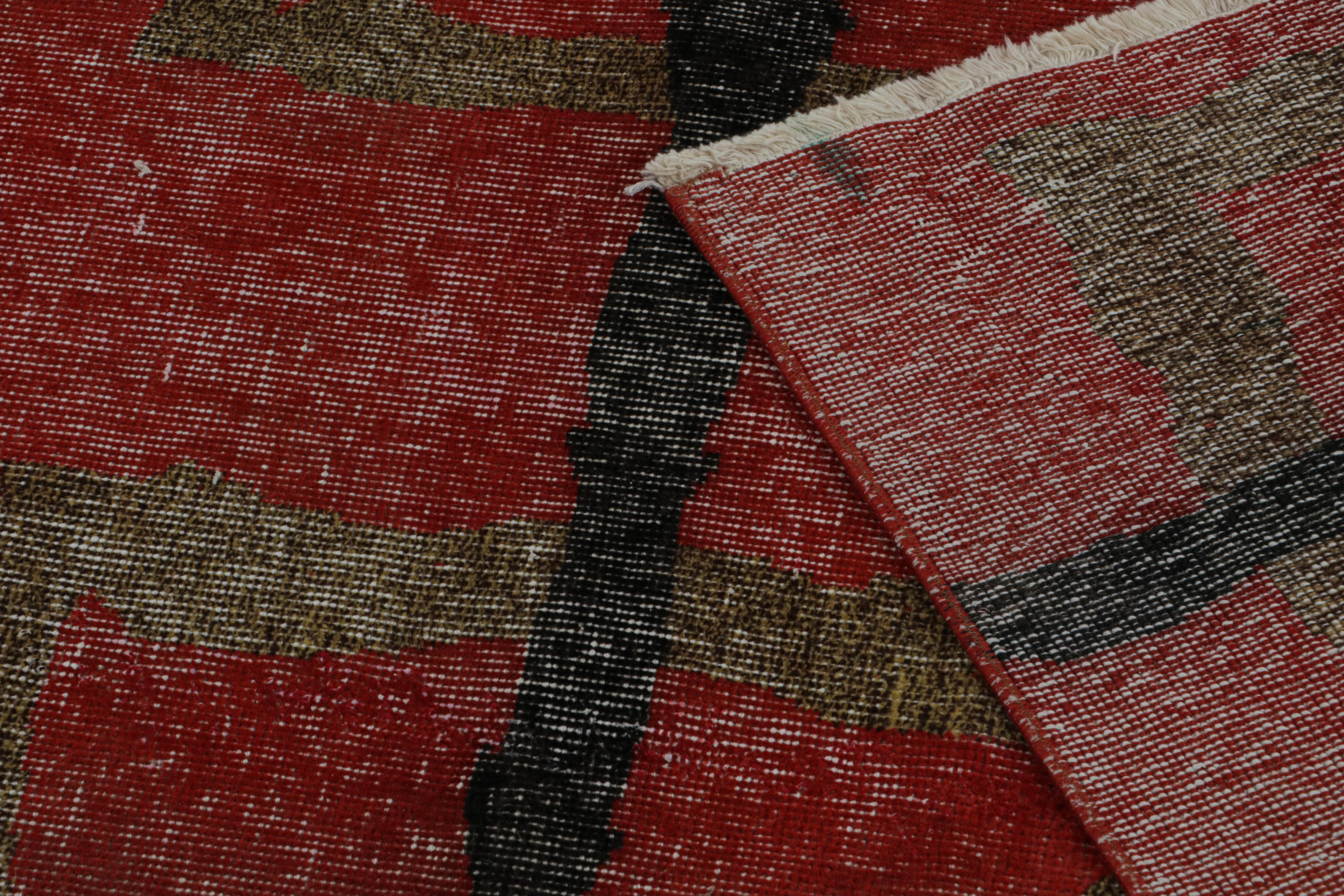 Alter Zeki Müren Teppich in Rot mit braunem geometrischem Muster, von Rug & Kilim (Wolle) im Angebot