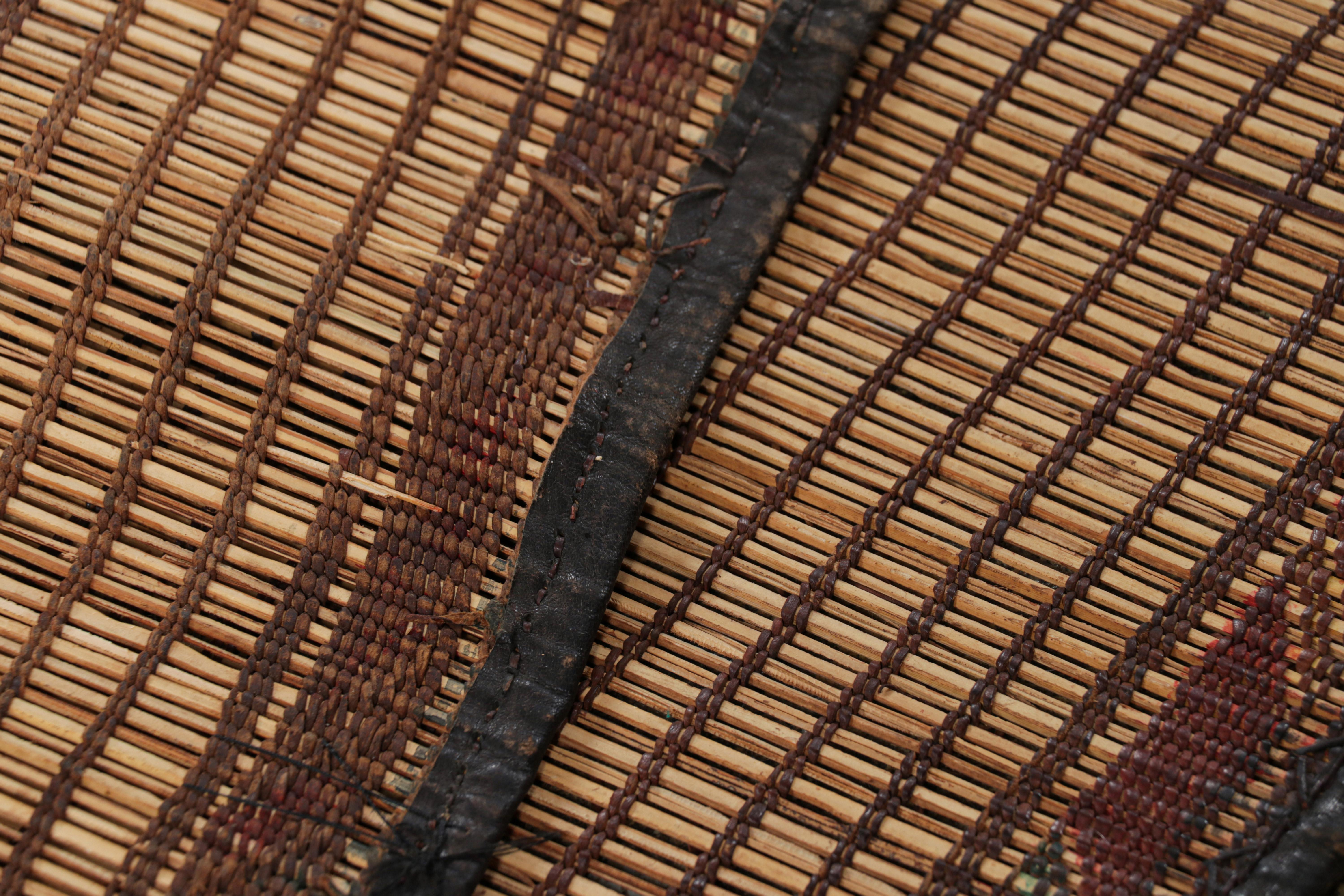 Vintage Moroccan Tuareg Mat in Beige, with Geometric Patterns, from Rug & Kilim For Sale 1