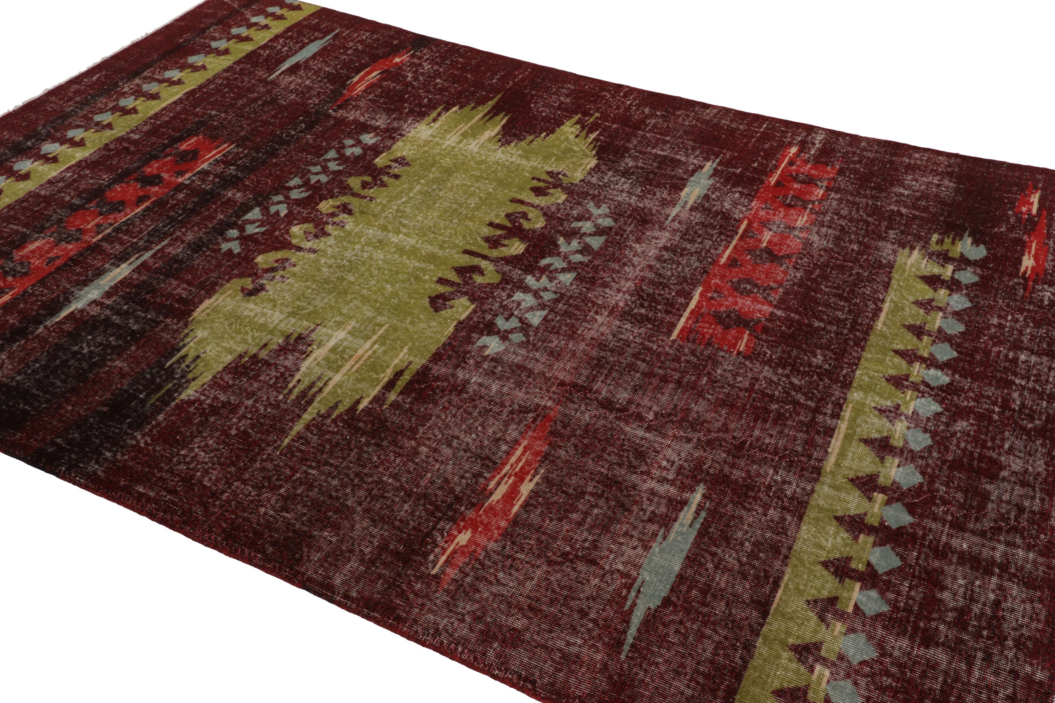 Vintage Zeki Müren Teppich in Rot mit buntem geometrischem Muster - Rug & Kilim (Handgeknüpft) im Angebot
