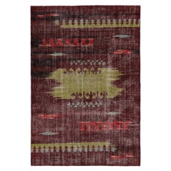 Vintage Zeki Müren Rug in Red with Colorful Geometric Pattern - Rug & Kilim