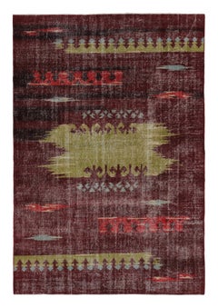 Vintage Zeki Müren Rug in Red with Colorful Geometric Pattern - Rug & Kilim