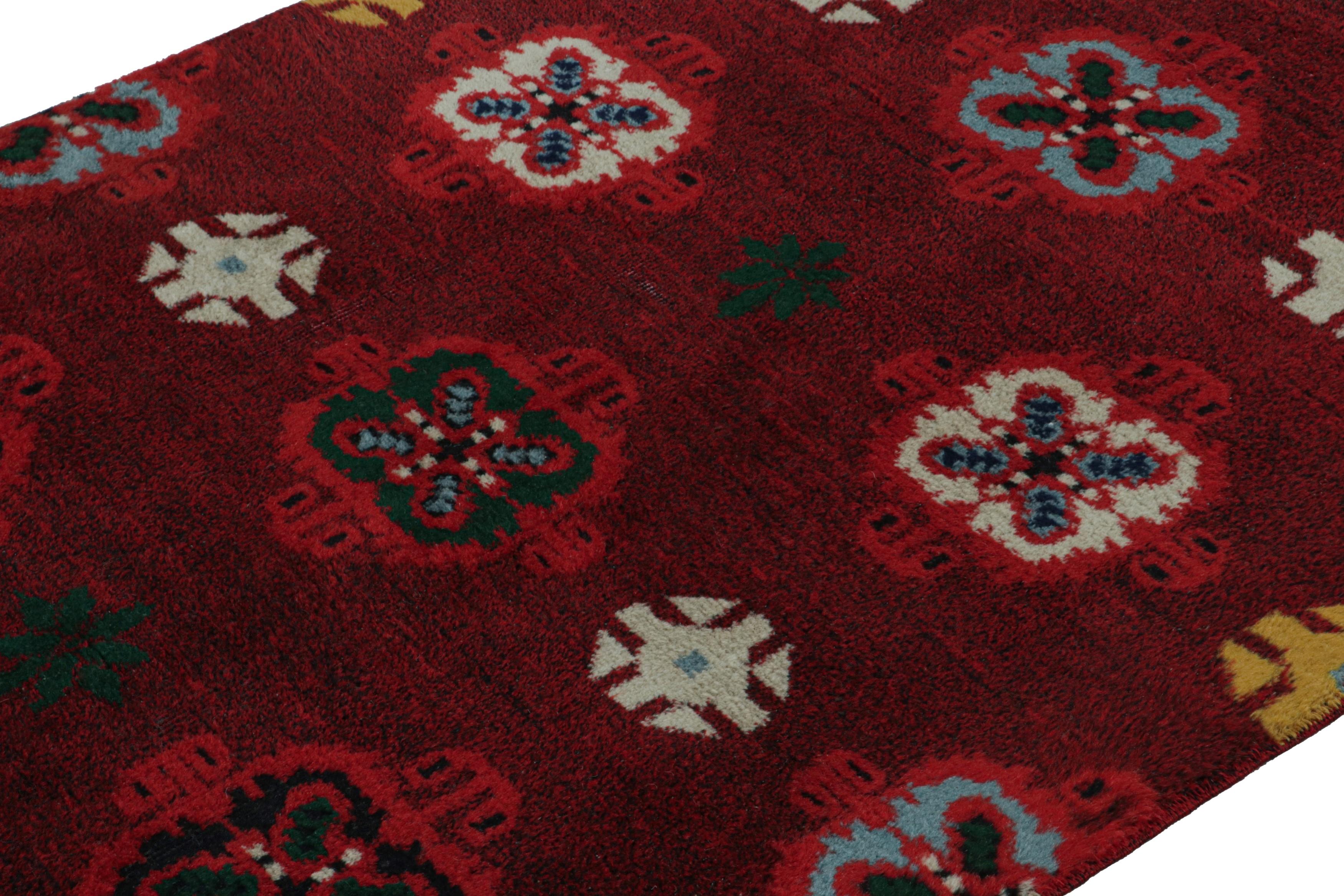Hand-Knotted Vintage Zeki Müren Rug in Red with Geometric Patterns, from Rug & Kilim For Sale