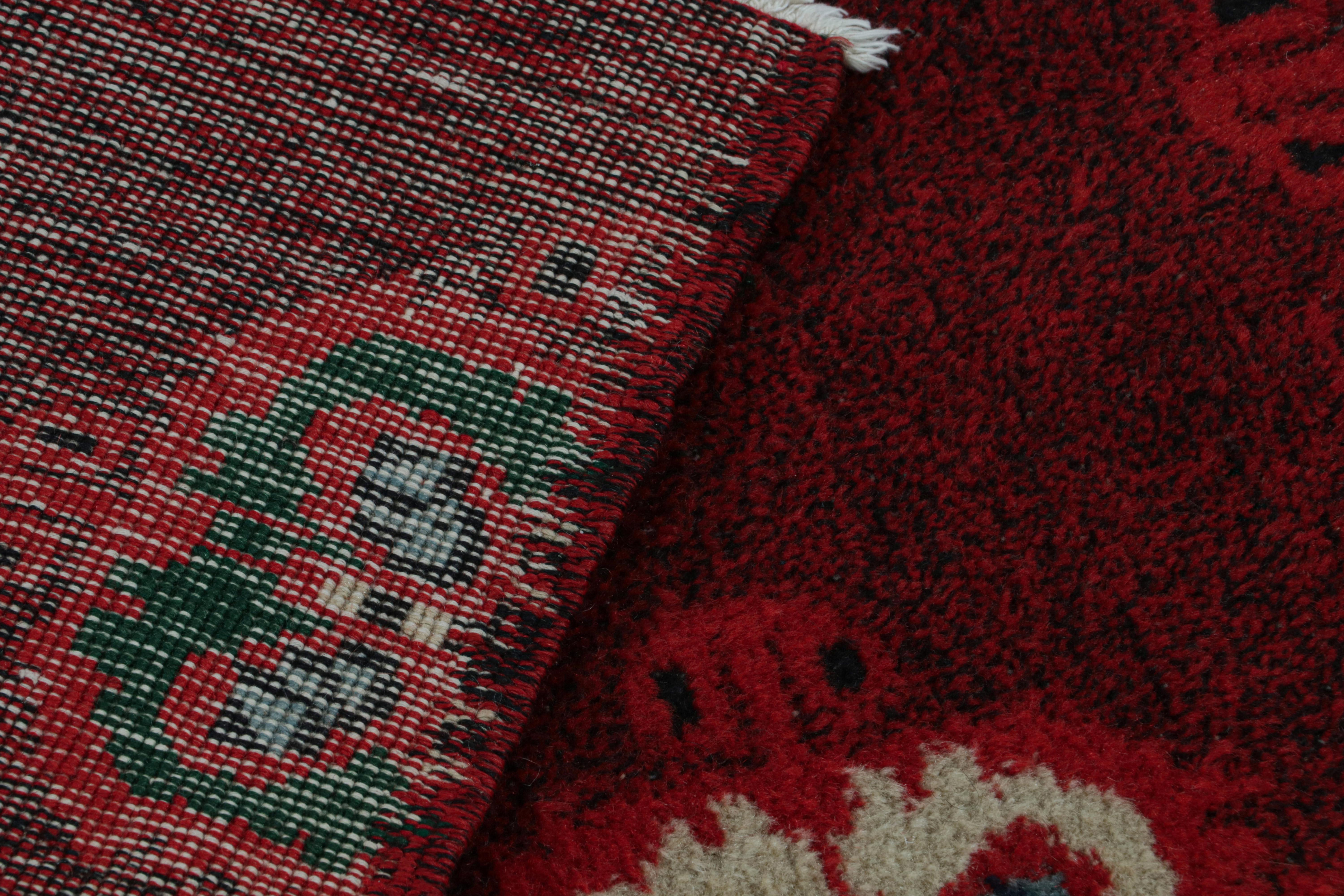 Wool Vintage Zeki Müren Rug in Red with Geometric Patterns, from Rug & Kilim For Sale