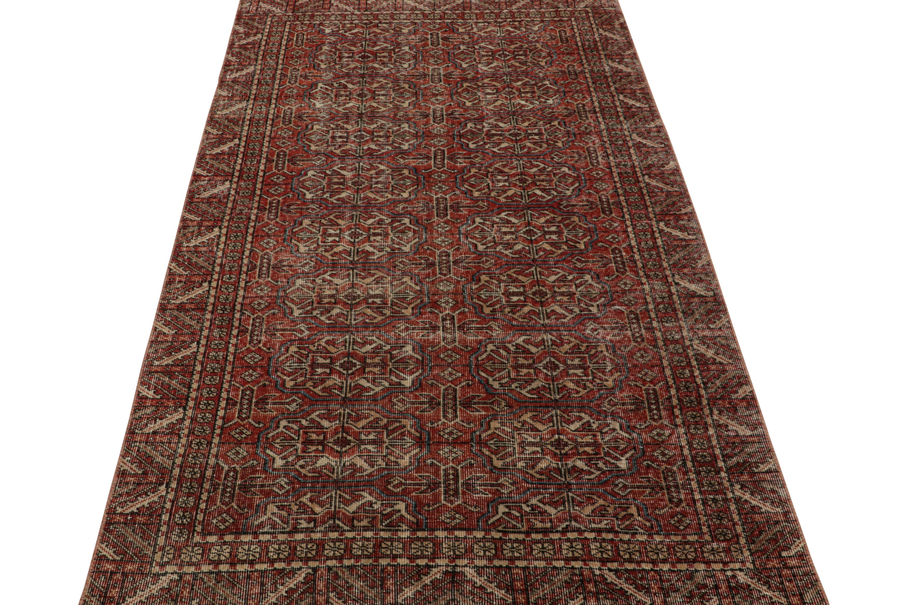 Turkish Vintage Zeki Müren Rug in Red, with Tribal Geometric patterns, from Rug & Kilim For Sale
