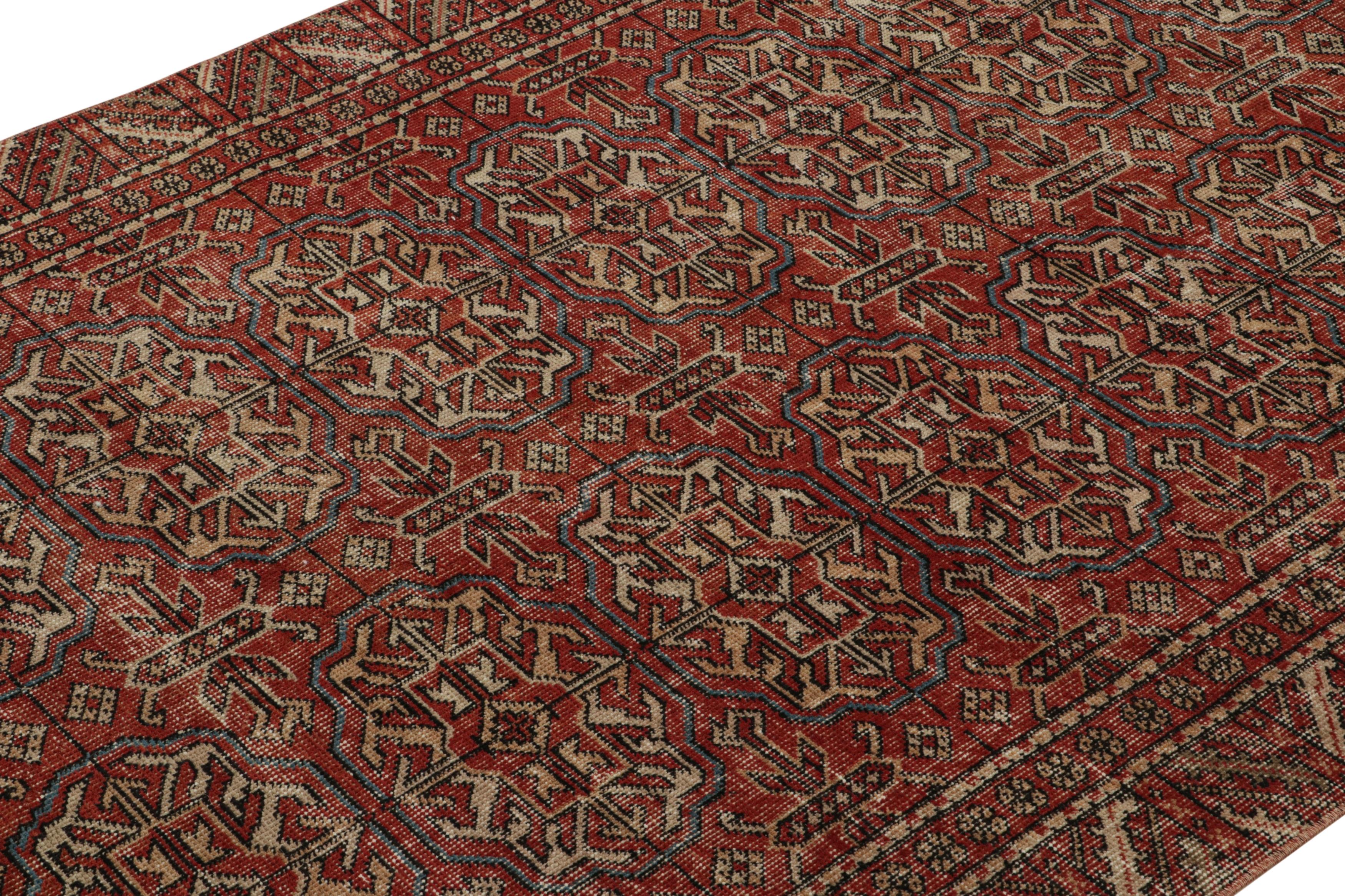 Hand-Knotted Vintage Zeki Müren Rug in Red, with Tribal Geometric patterns, from Rug & Kilim For Sale