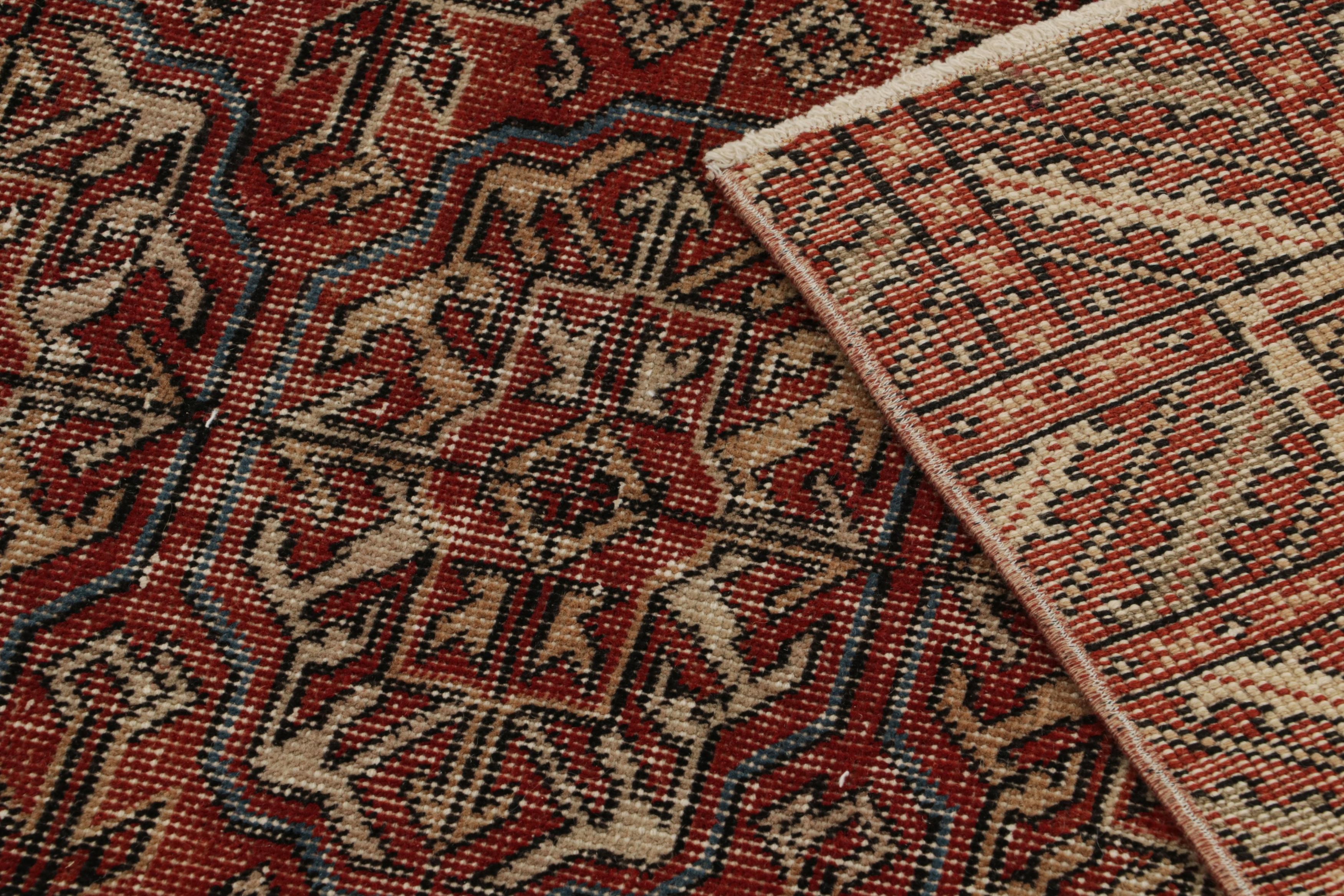 Wool Vintage Zeki Müren Rug in Red, with Tribal Geometric patterns, from Rug & Kilim For Sale