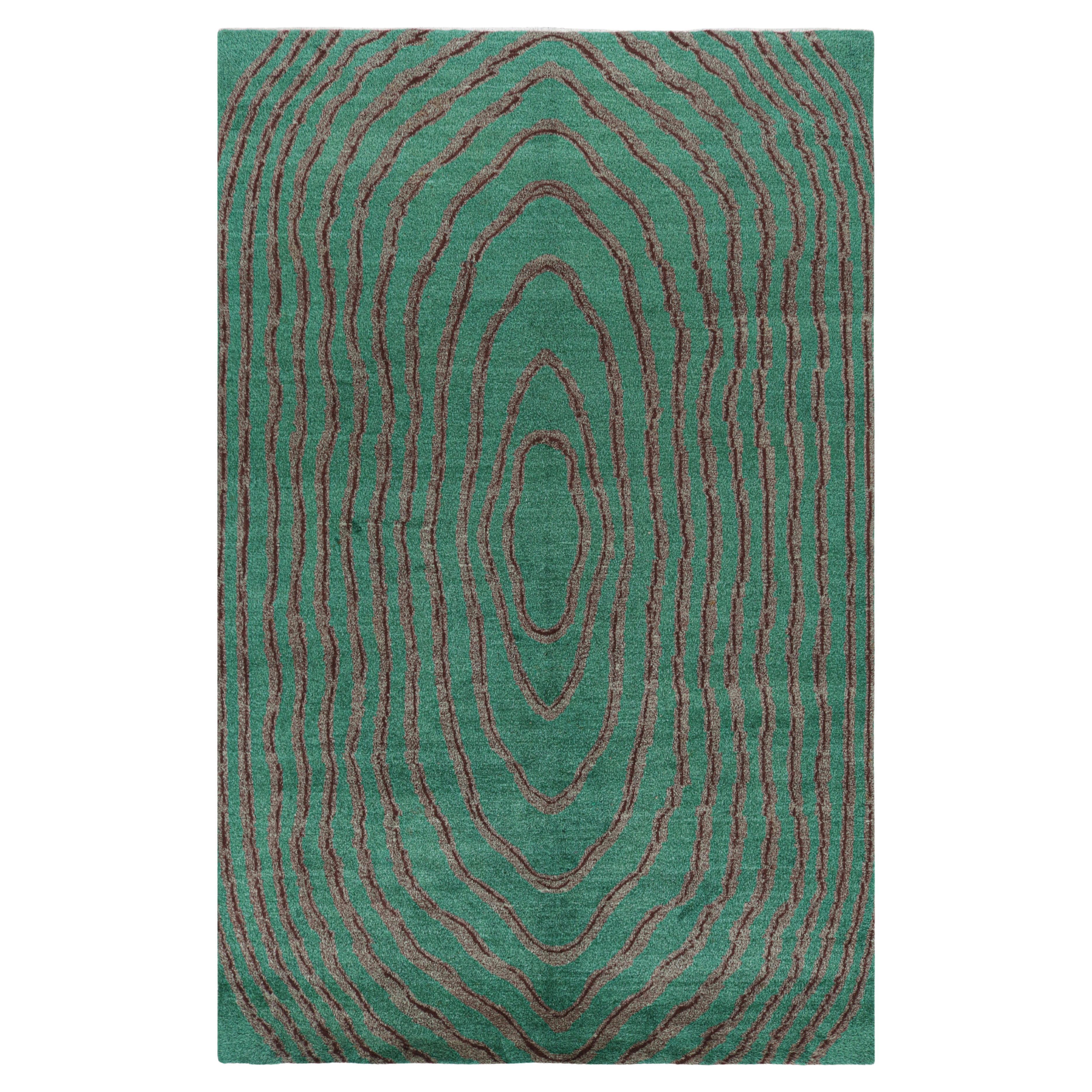 Vintage Zeki Müren Rug in Teal with Burgundy Geometric Patterns  Rug & Kilim