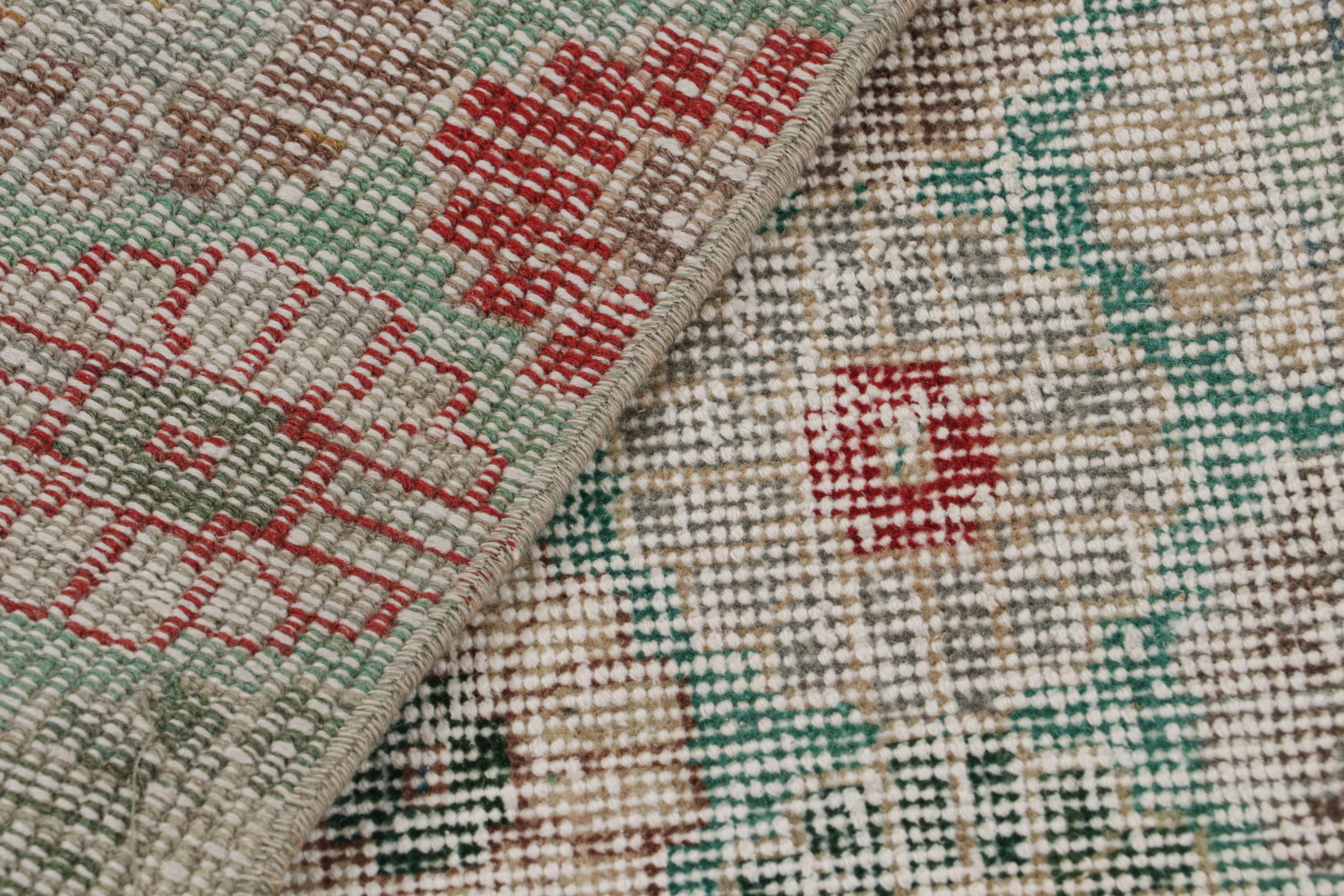 Wool Vintage Zeki Müren Rug in Teal with Colorful Floral Patterns, from Rug & Kilim For Sale